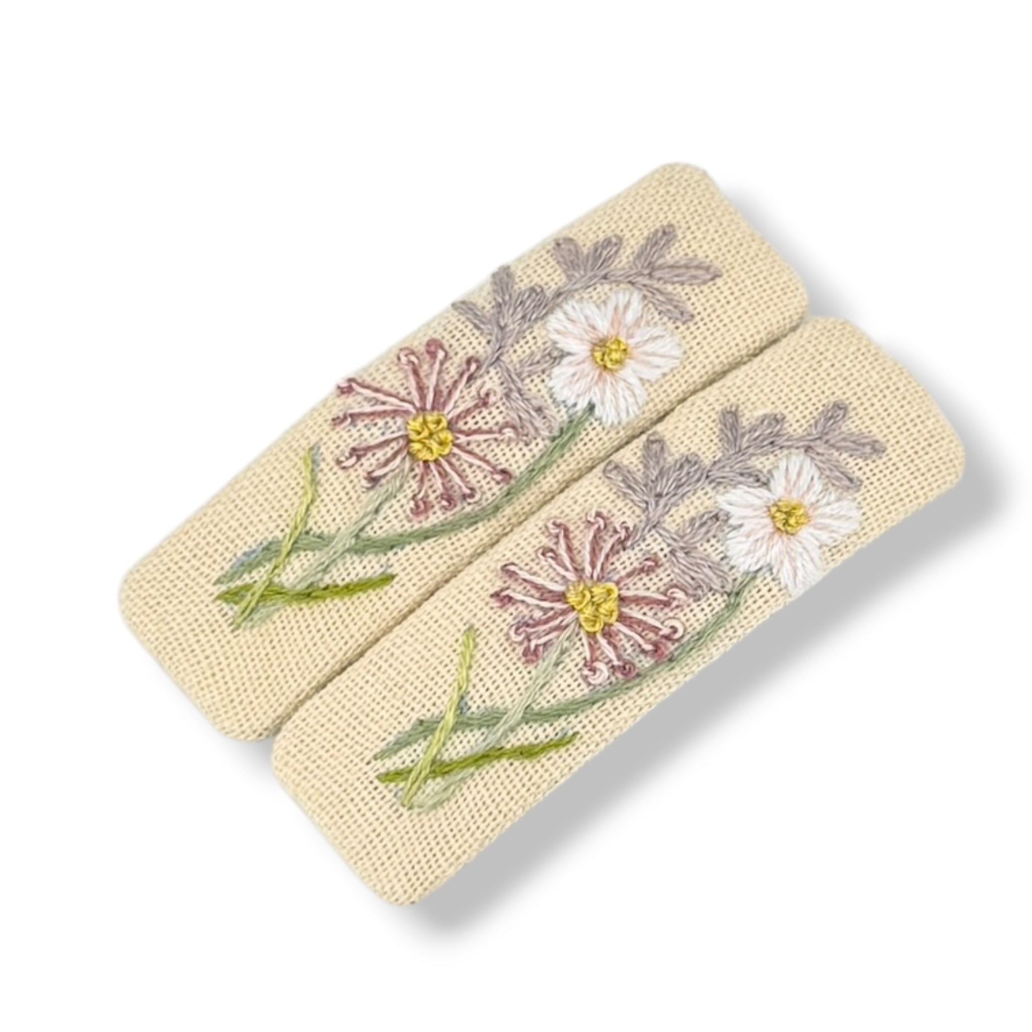 Whispering Meadow Hand Embroidered Hair Clips
