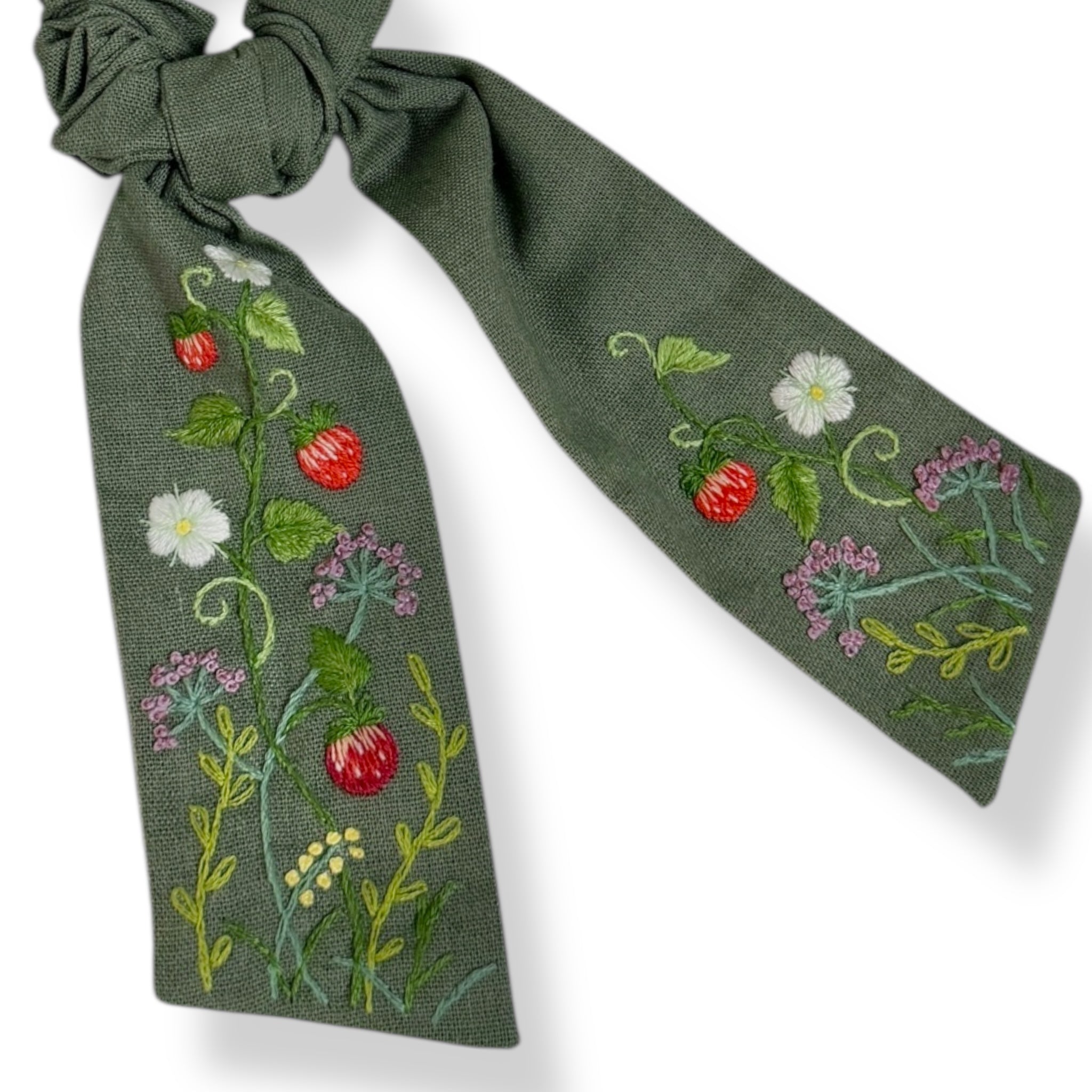 Strawberry Hand Embroidery Scrunchies