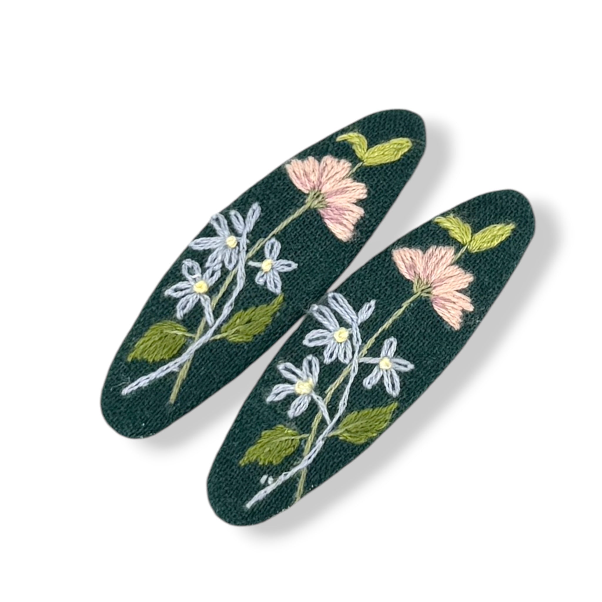 Forest Muse Hand Embroidered Hair Clips