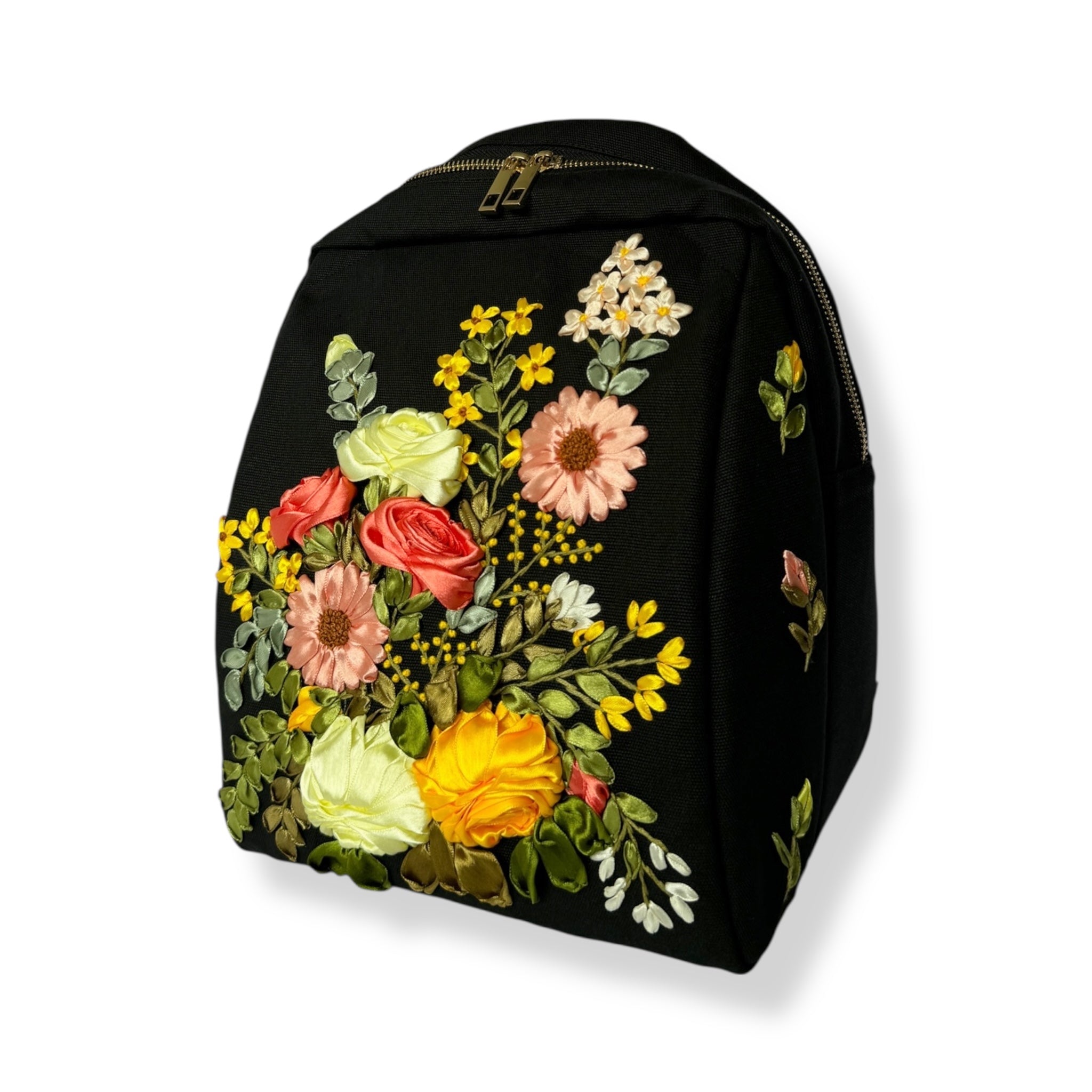 Botanical Ribbon Embroidery Backpack