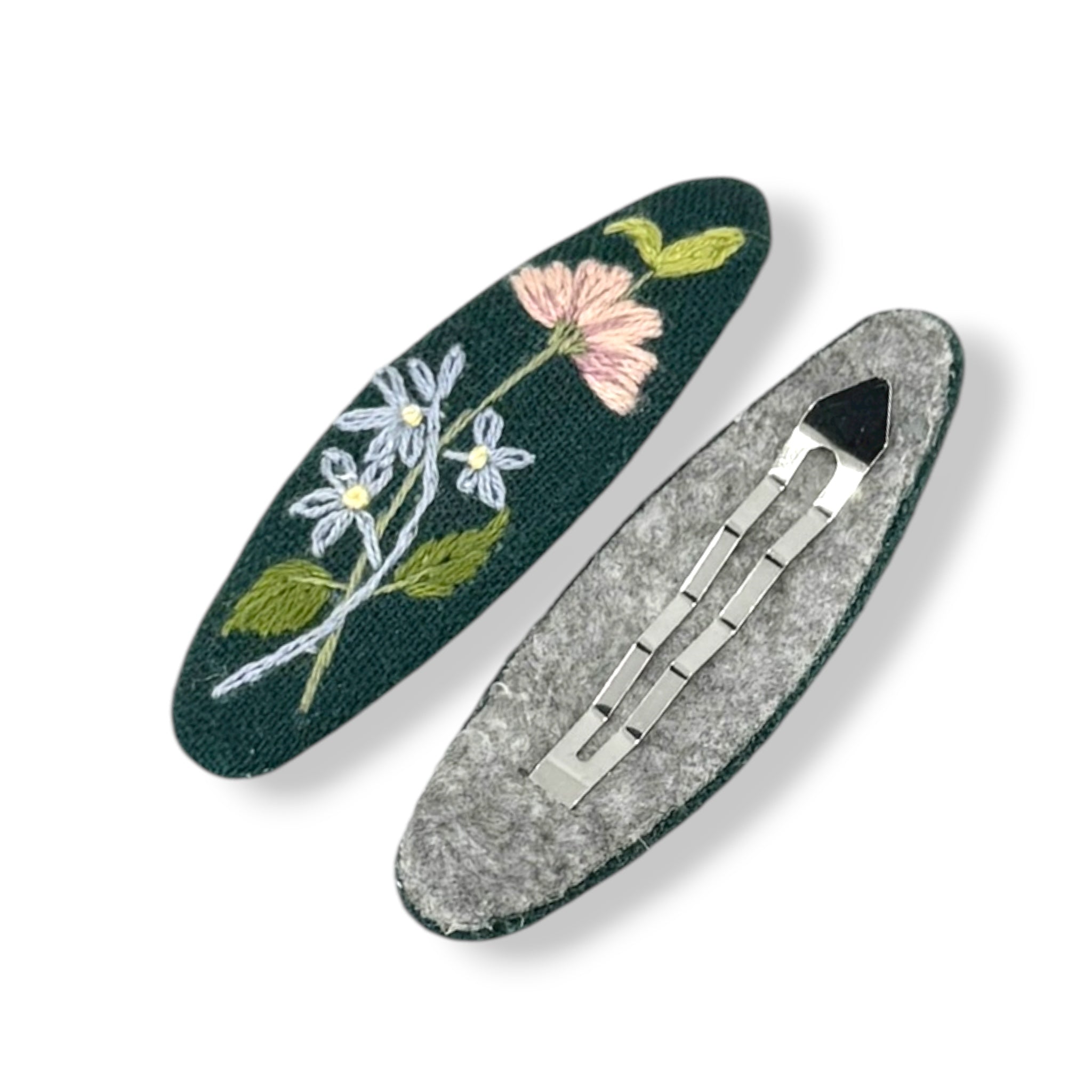 Forest Muse Hand Embroidered Hair Clips