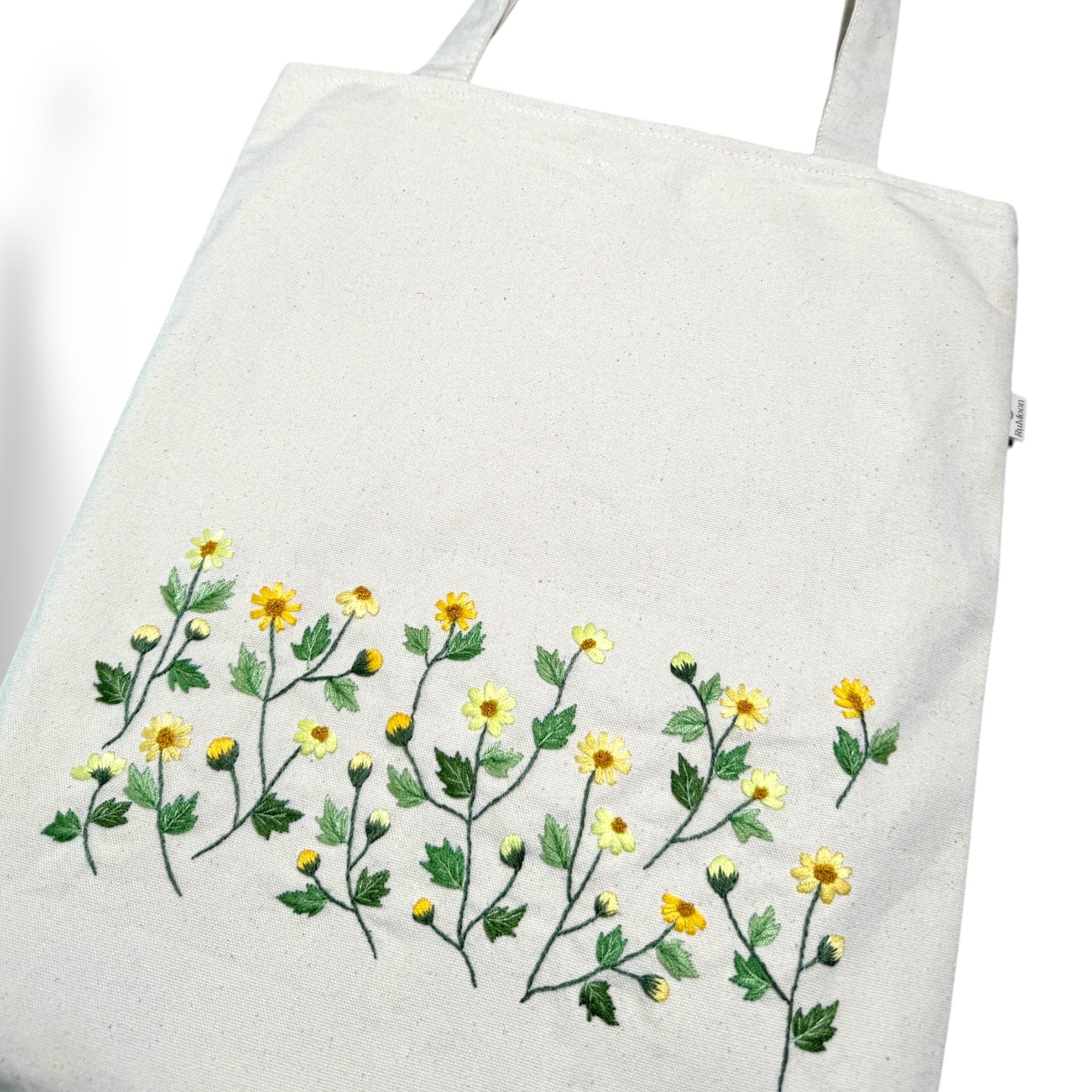 Yellow Daisy Embroidery Tote Bag