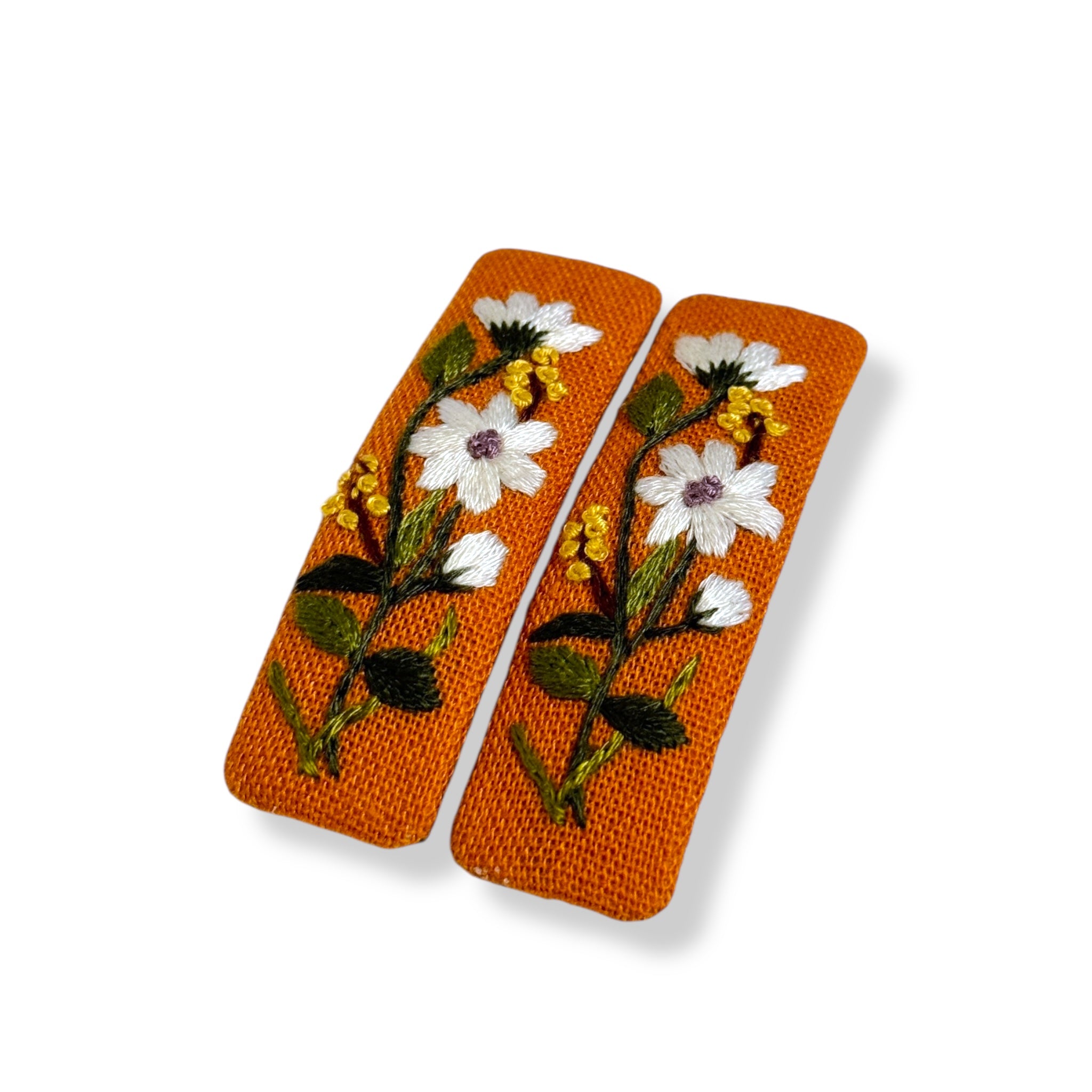 Sunny Yellow Hand Embroidery Hair Clips