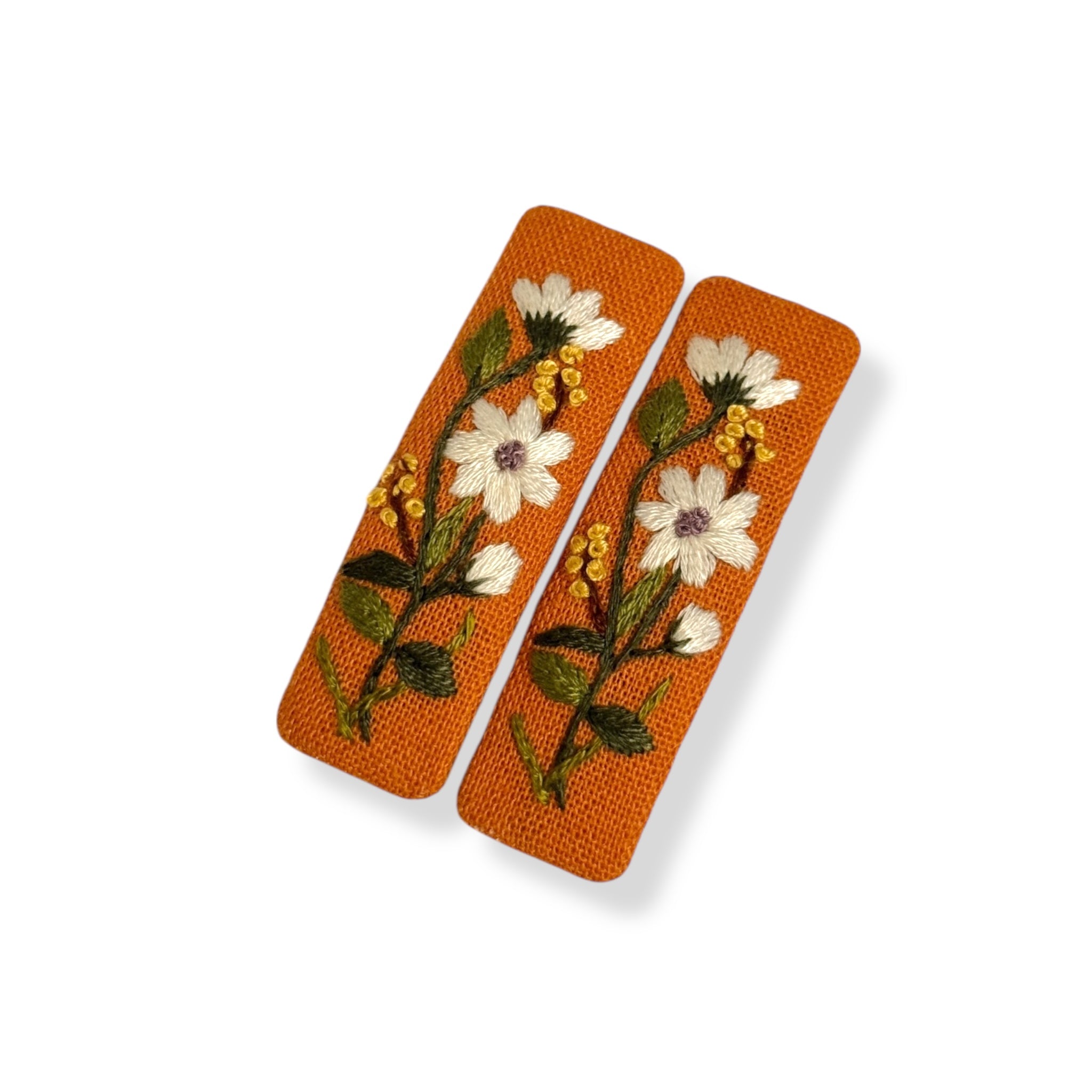 Sunny Yellow Hand Embroidery Hair Clips