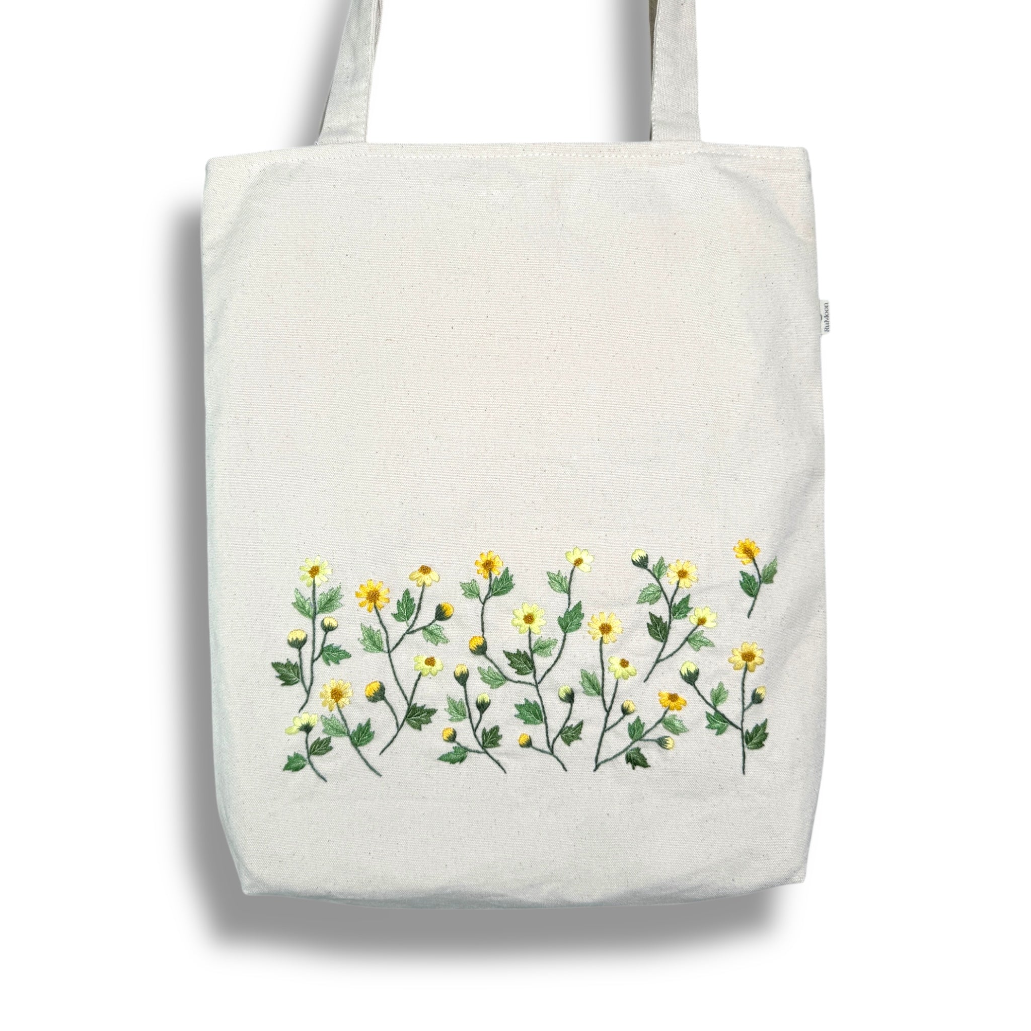 Yellow Daisy Embroidery Tote Bag