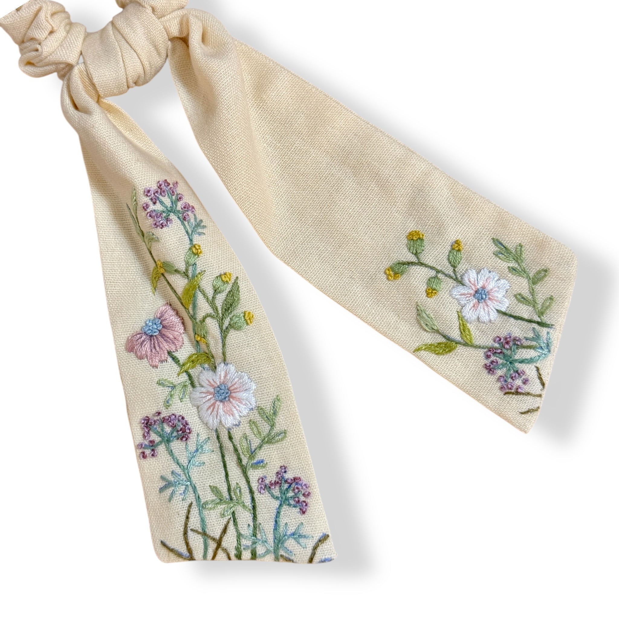 Countryside Bloom Hand Embroidery Scrunchies