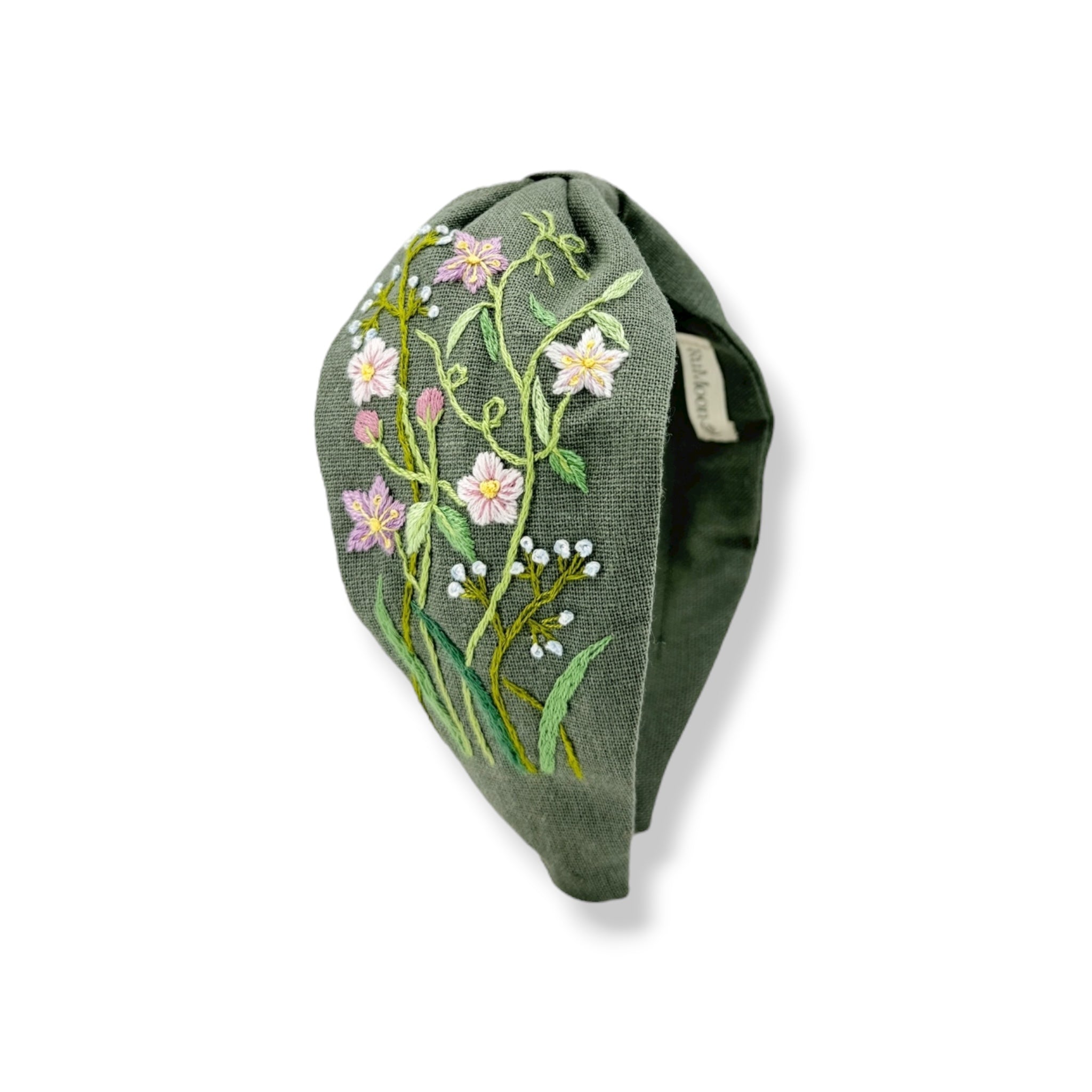 Sage Bloom Embroidered Headband