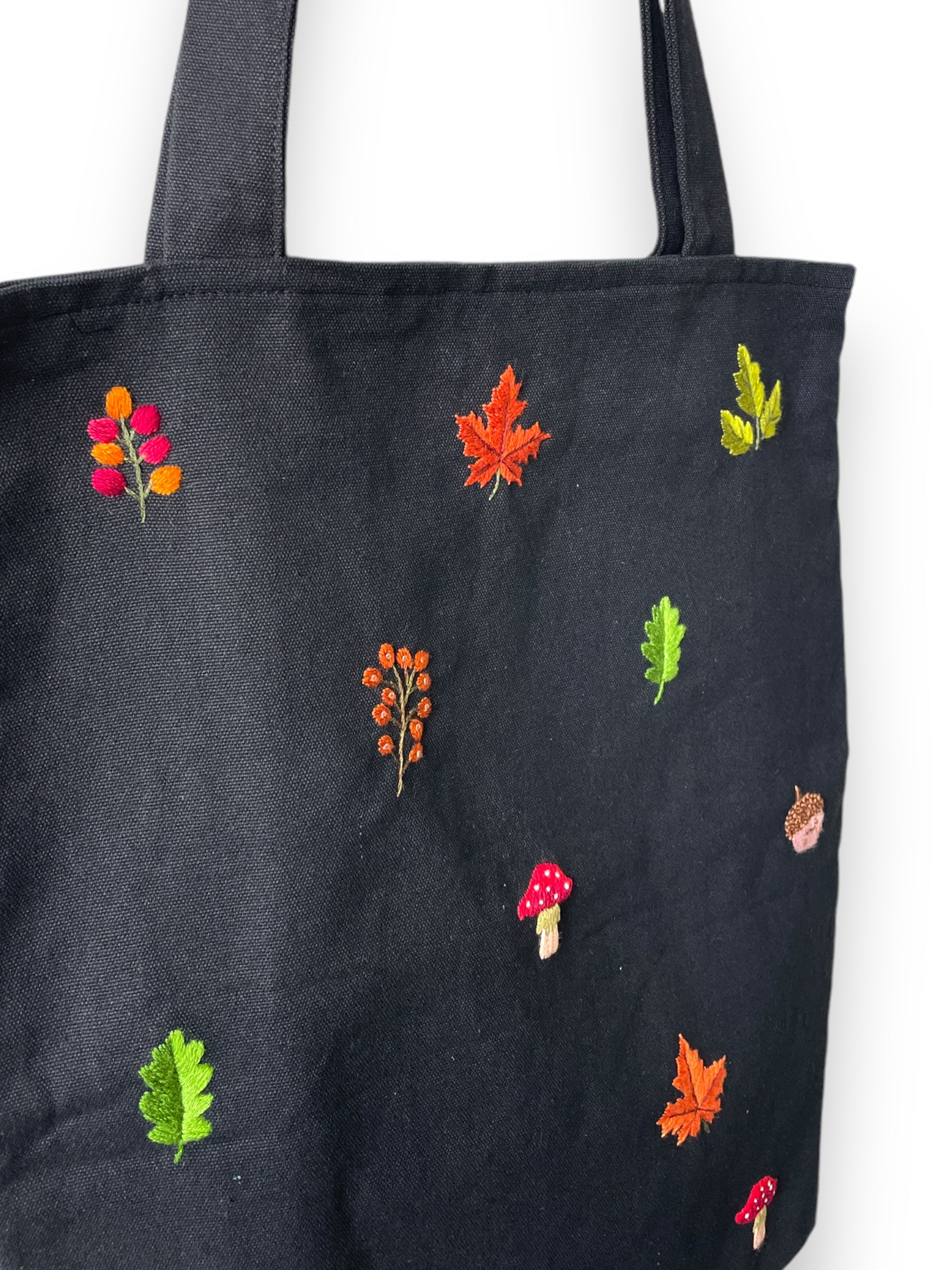 Fall Embroidey Tote Bag