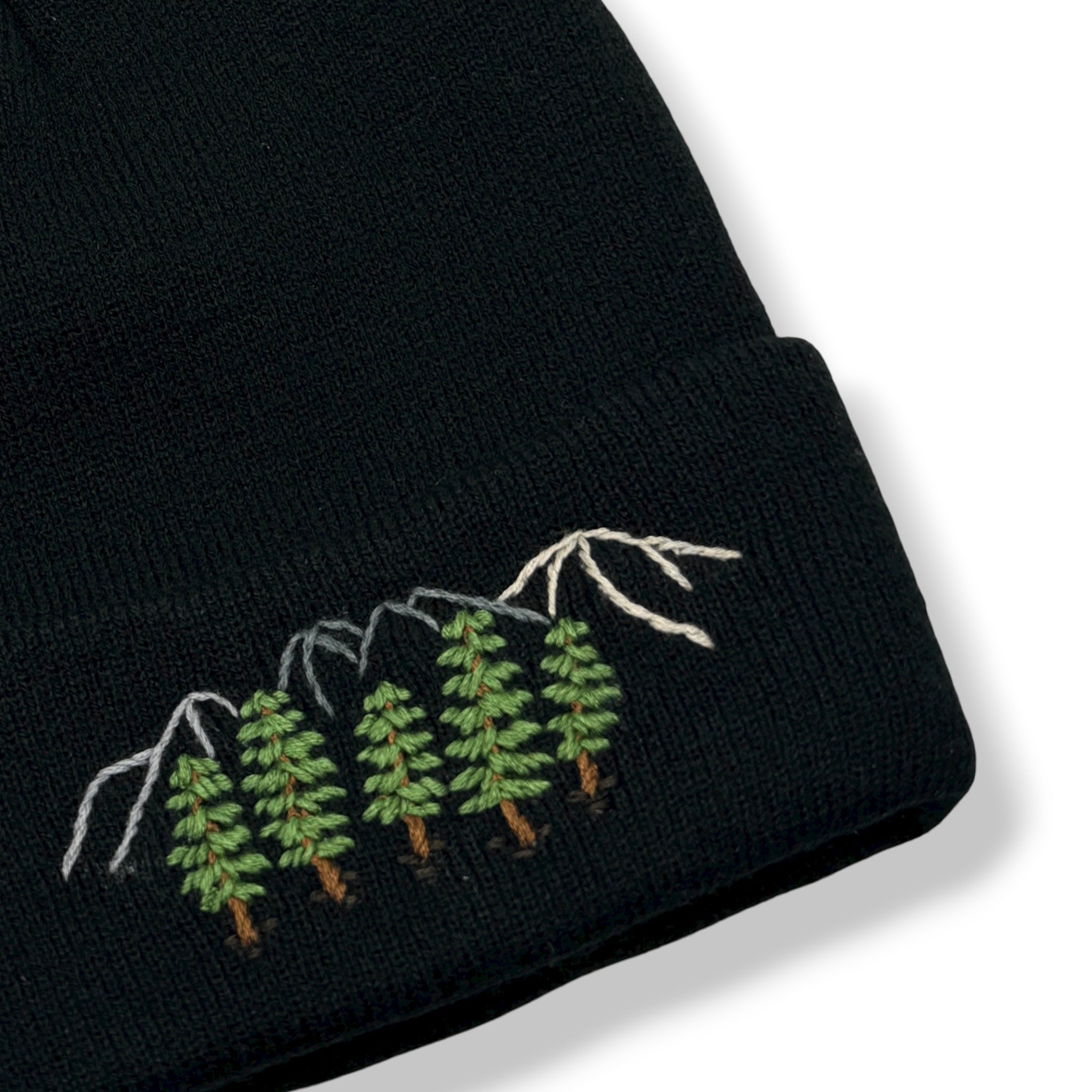 Trees Black Beanie