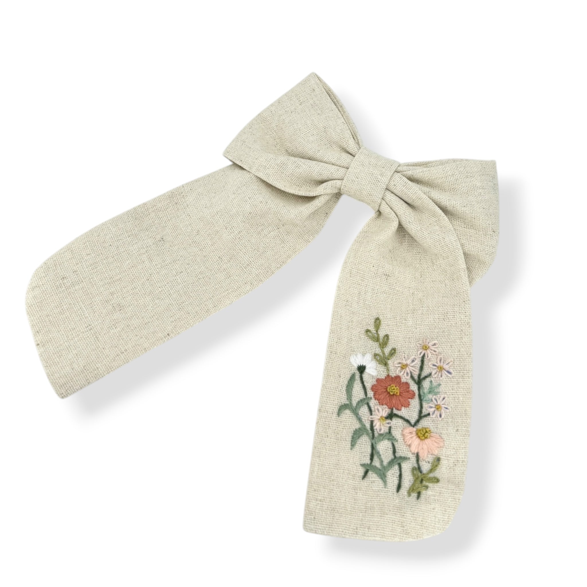 Blush Bloom Beige Embroidered Hair Barrette