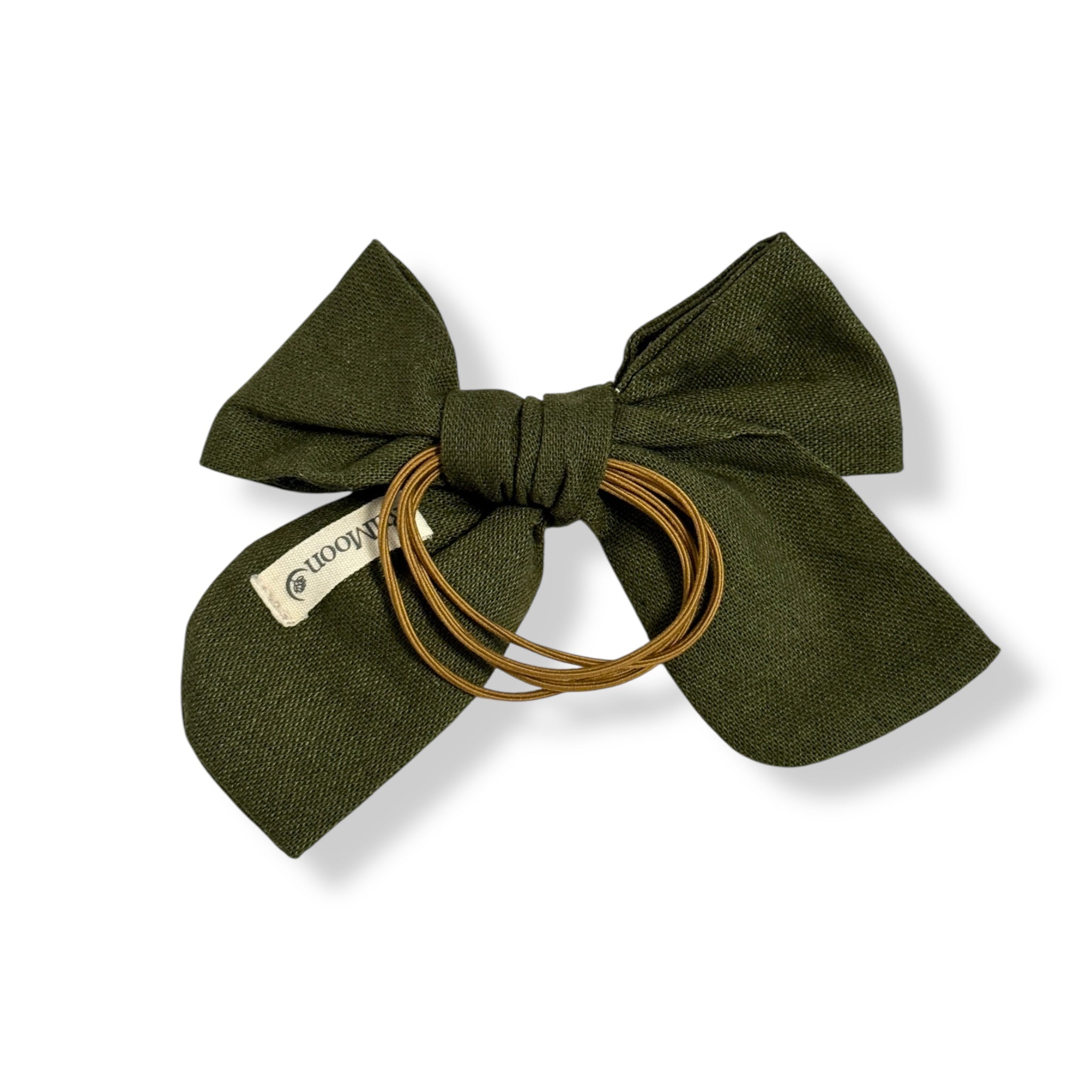 Strawberry Hand Embroidery Olive Green Hair Bow