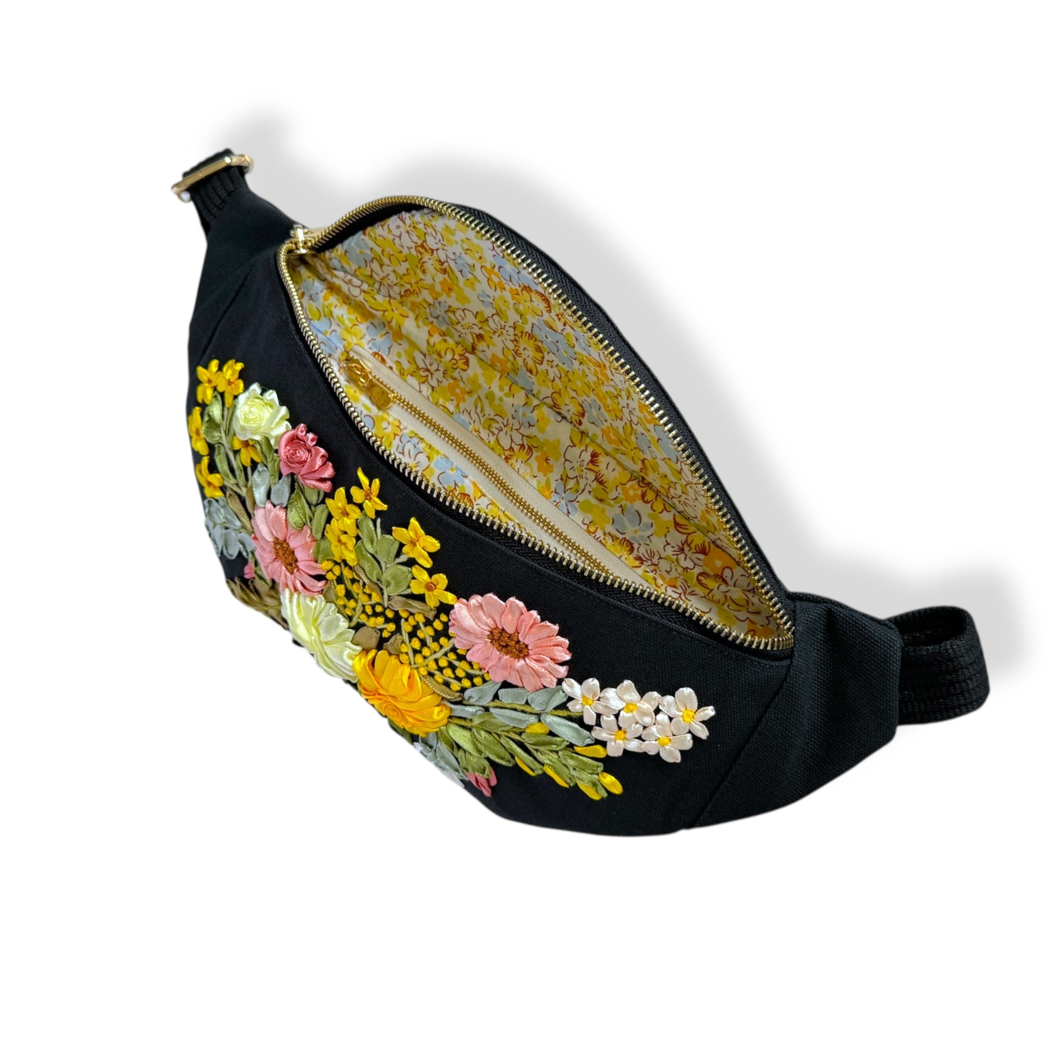 Botanical Ribbon Embroidery Crossbody Bag