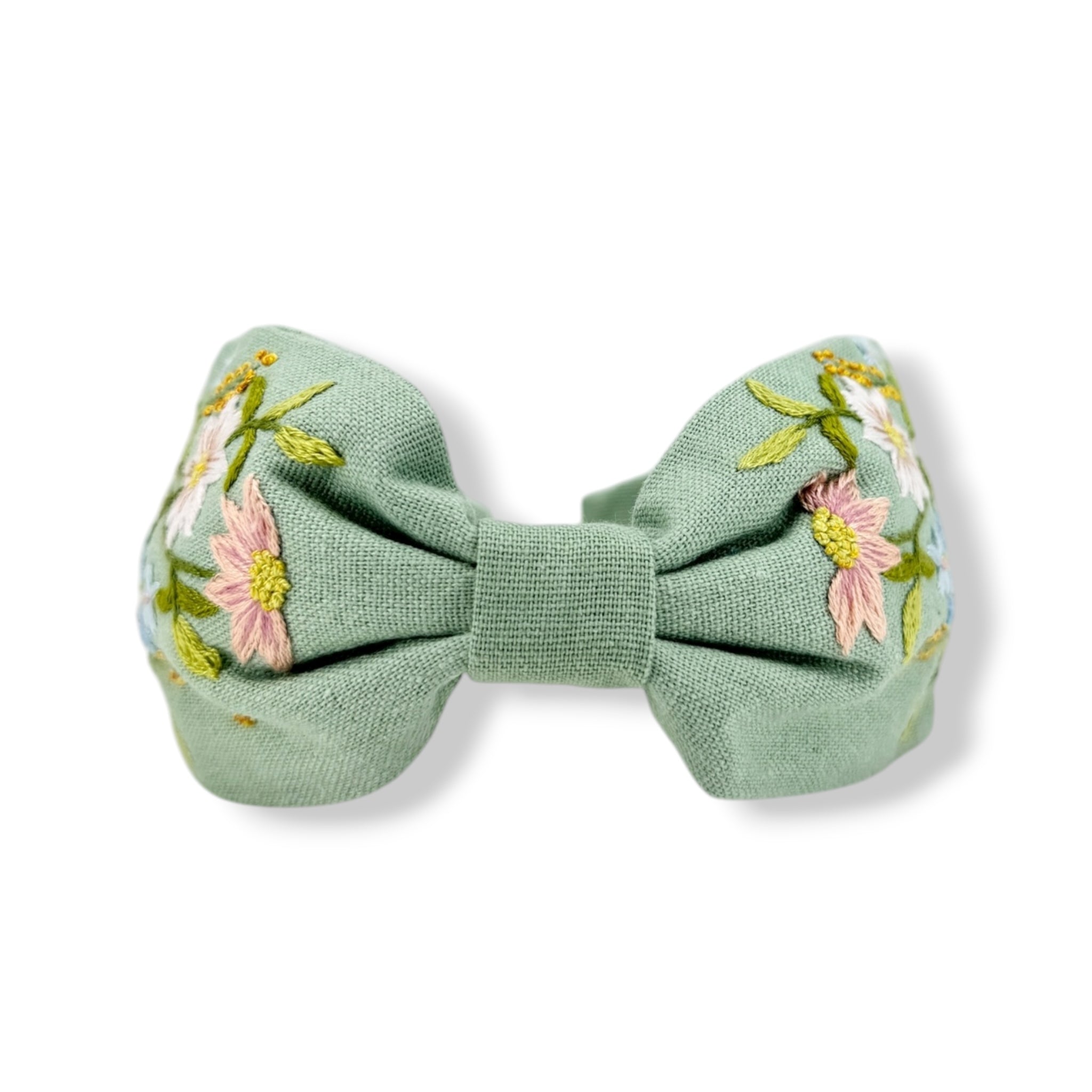 Pastel Matcha Floral Embroidered Headband