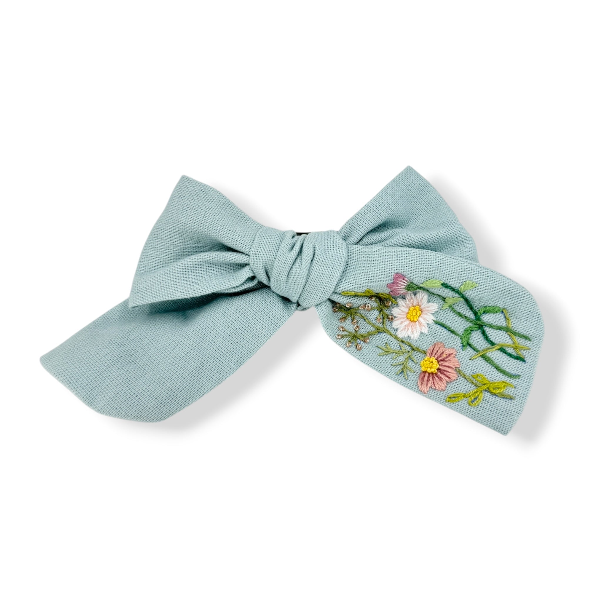 Sky Bloom Hand Embroidered Hairbow