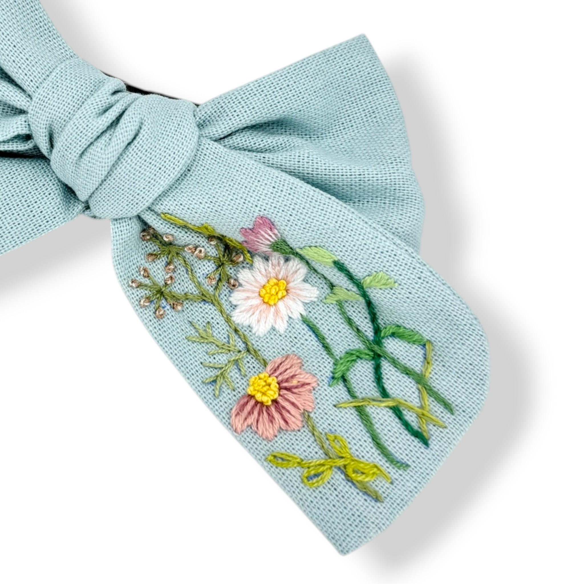 Sky Bloom Hand Embroidered Hairbow