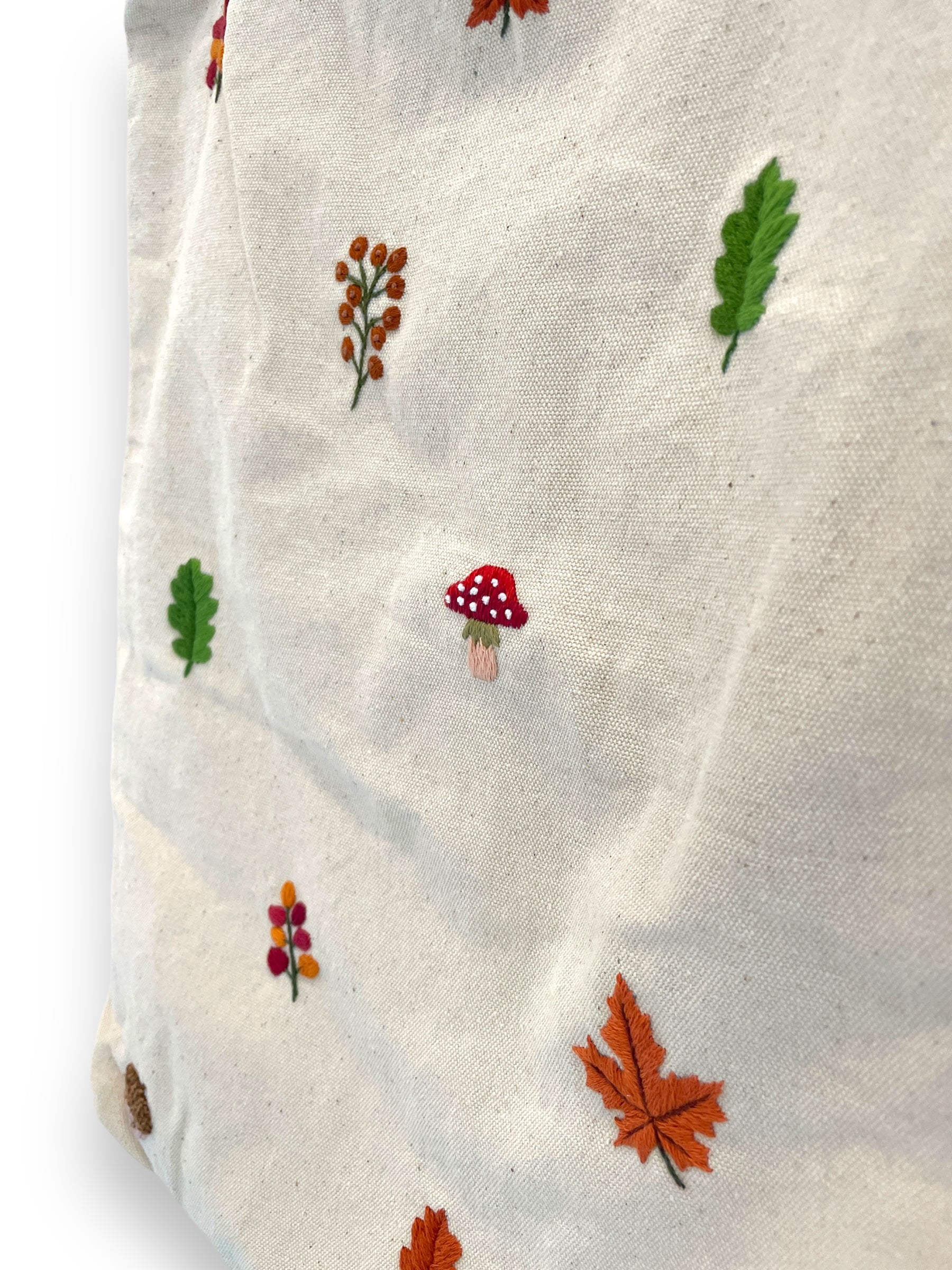 Fall Embroidey Tote Bag