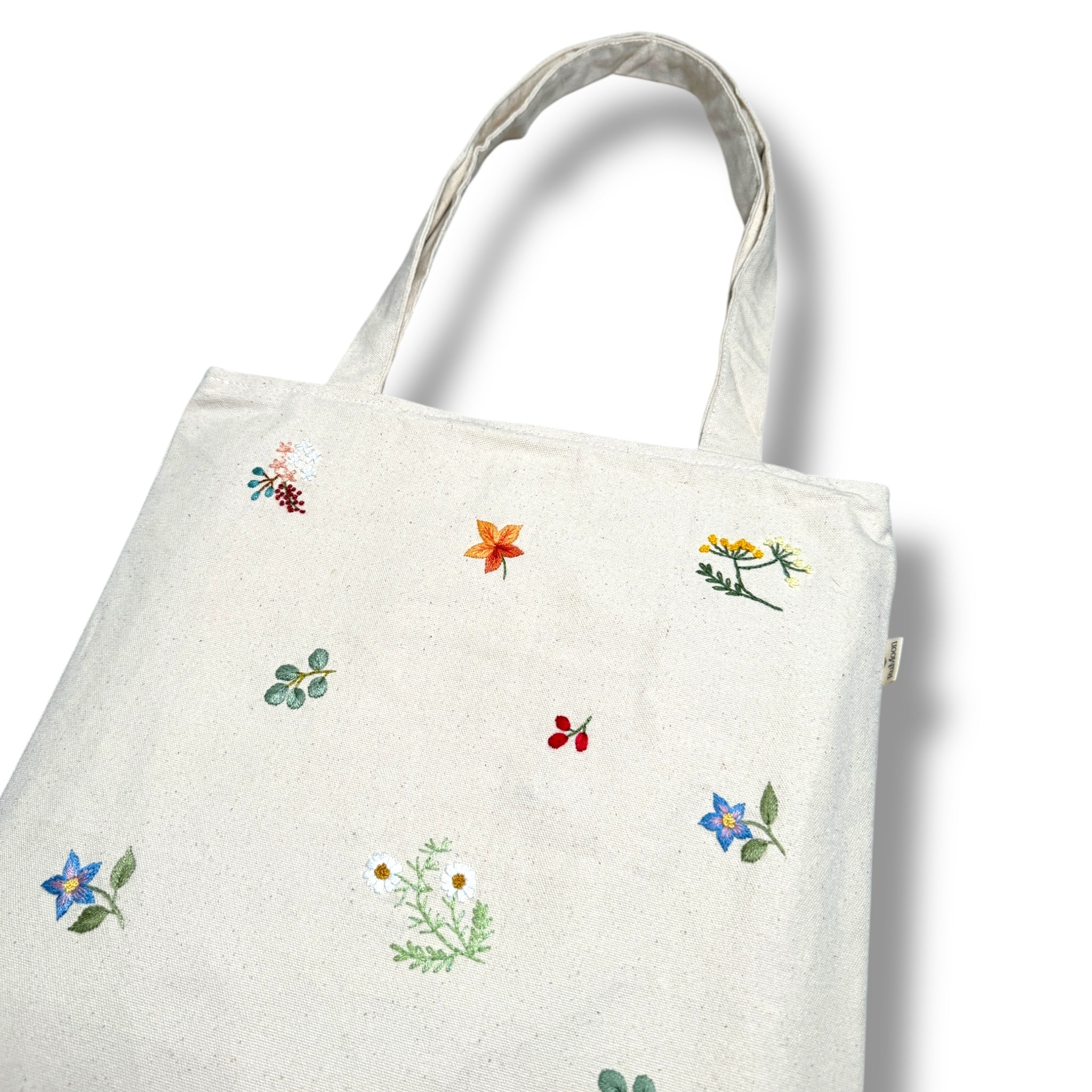 Floral Embroidery Tote Bag