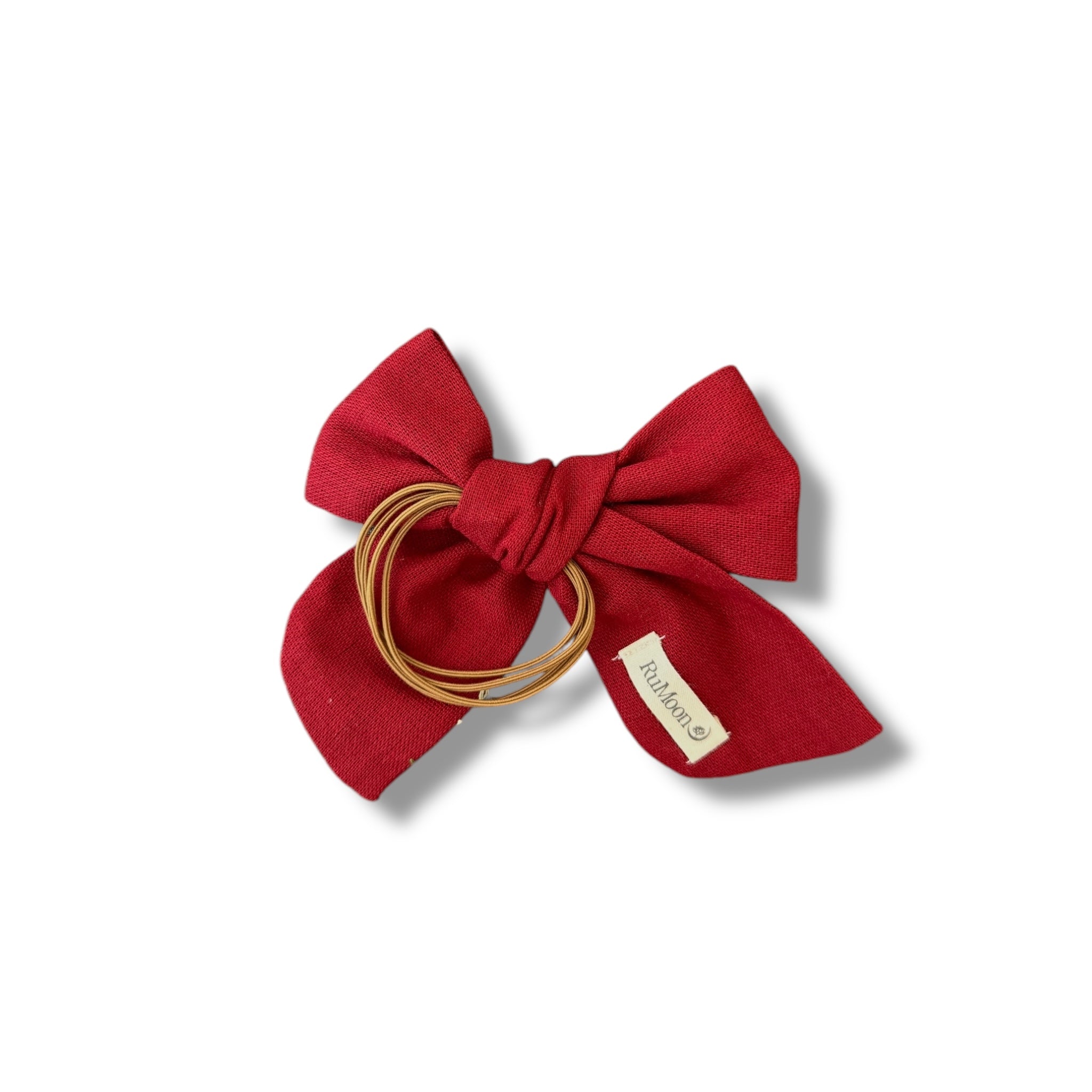 Red Flower Hand Embroidery Hair Bow