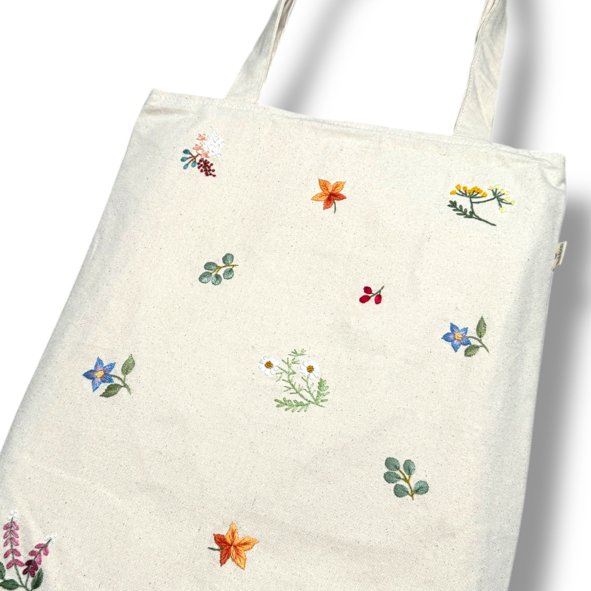 Floral Embroidery Tote Bag