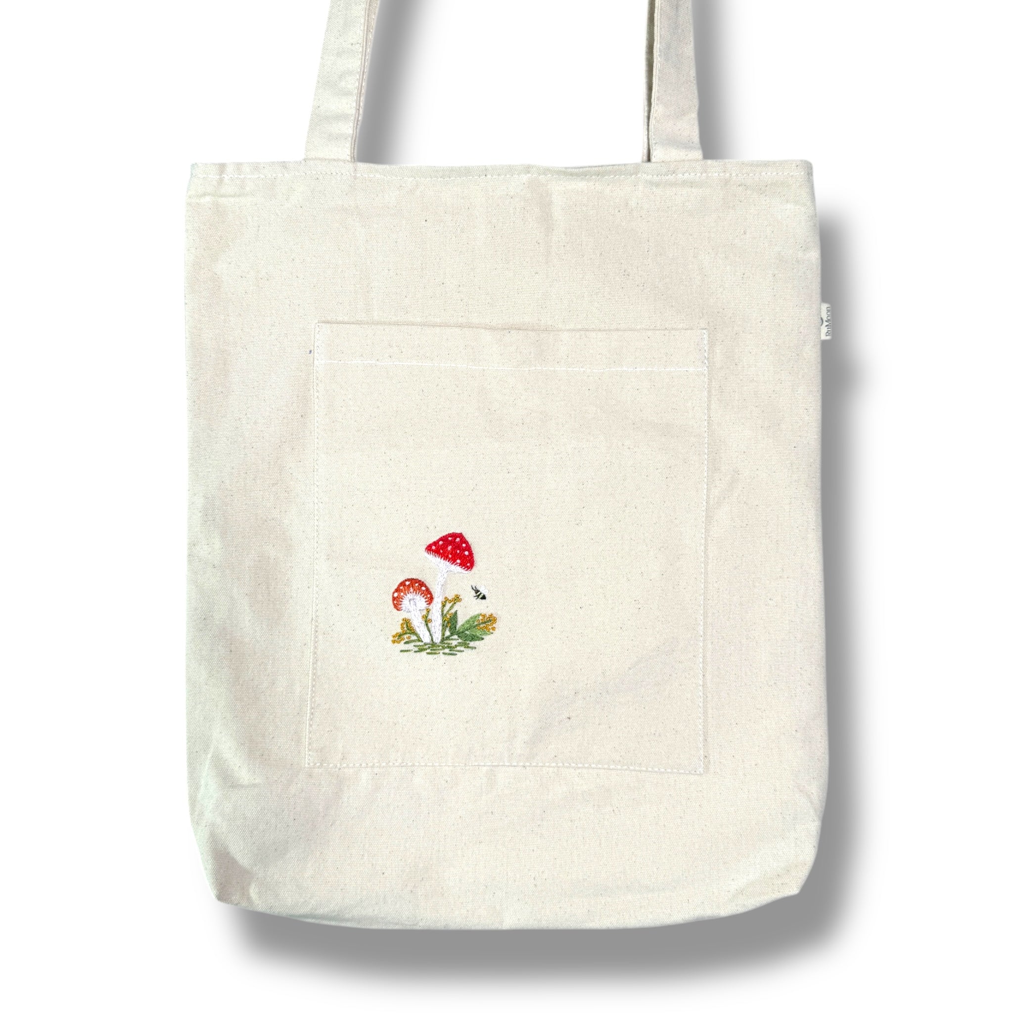 Mushroom Pocket Embroidery Tote Bag