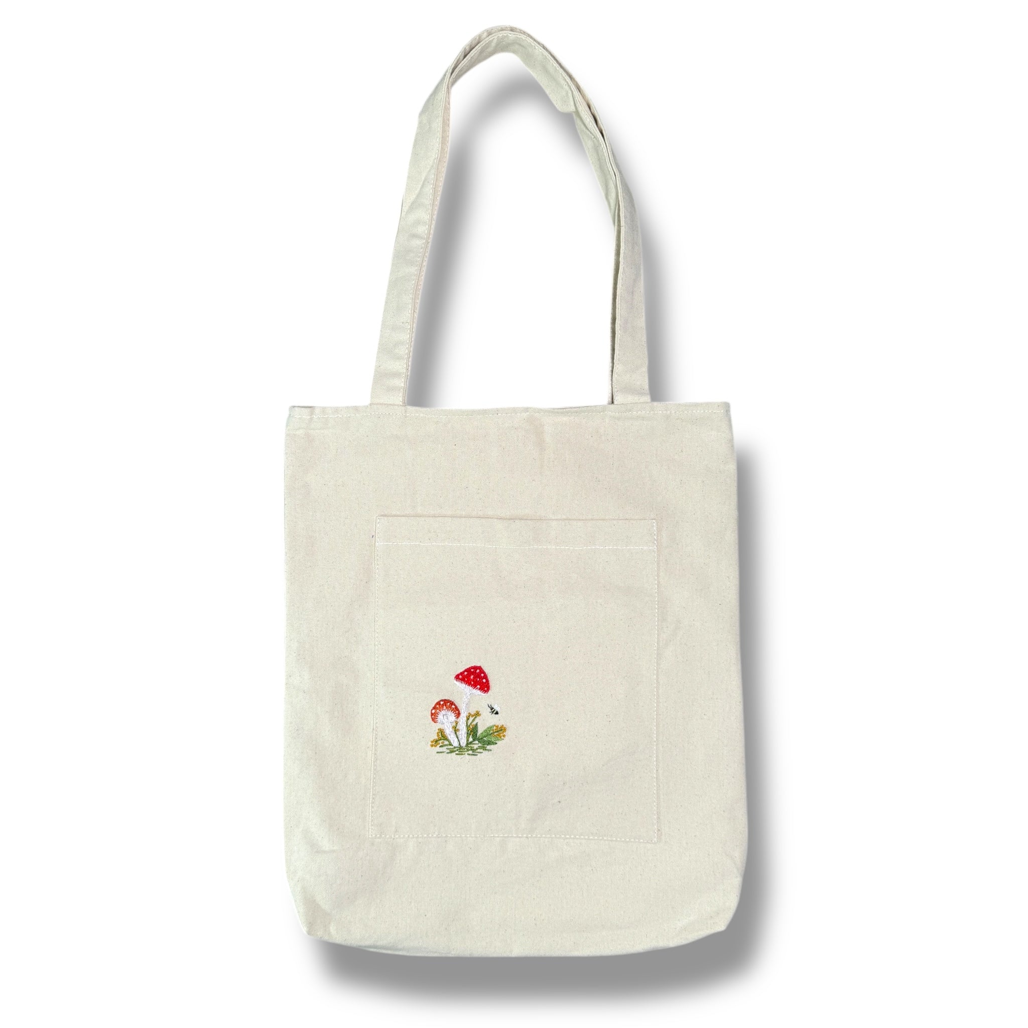 Mushroom Pocket Embroidery Tote Bag