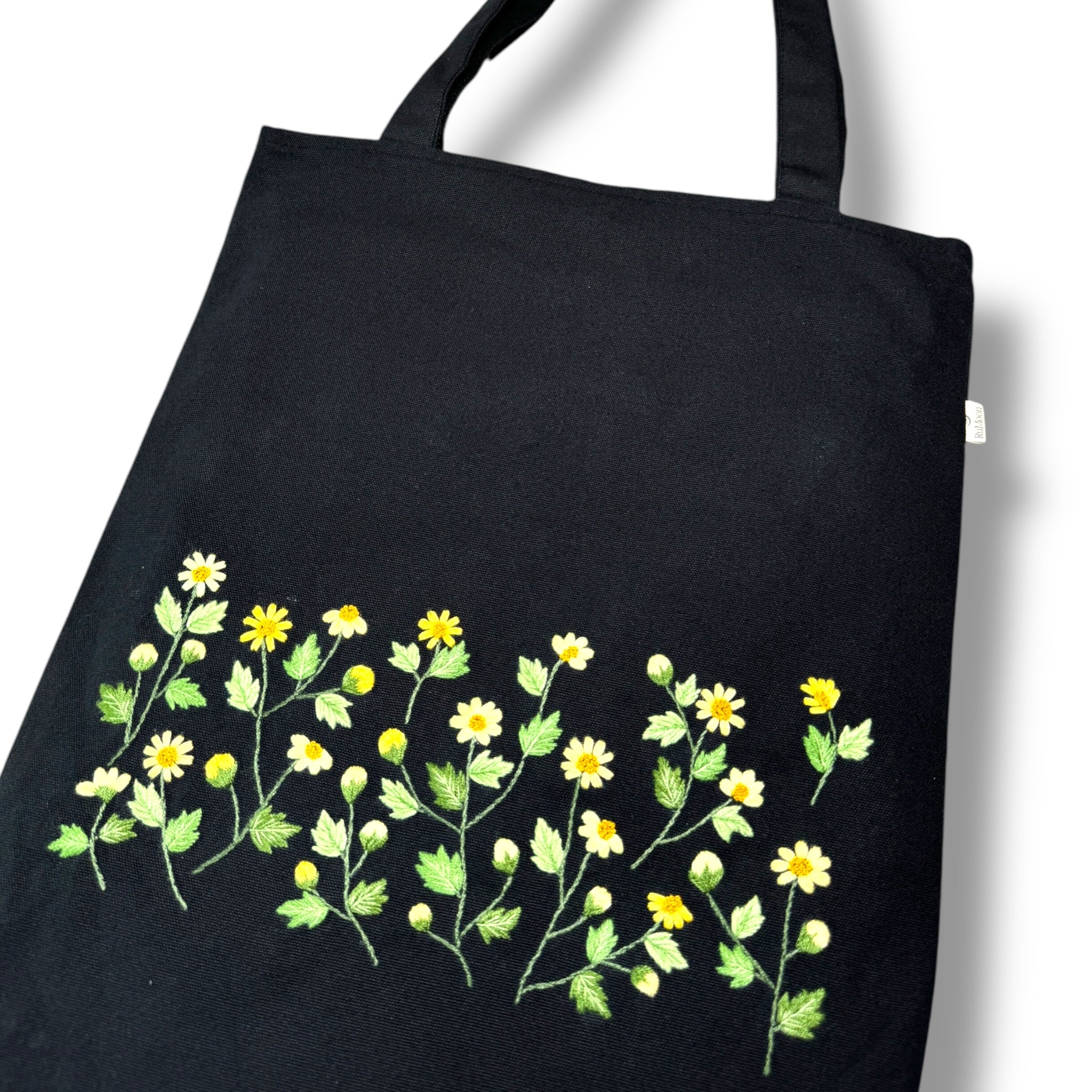 Yellow Daisy Embroidery Tote Bag