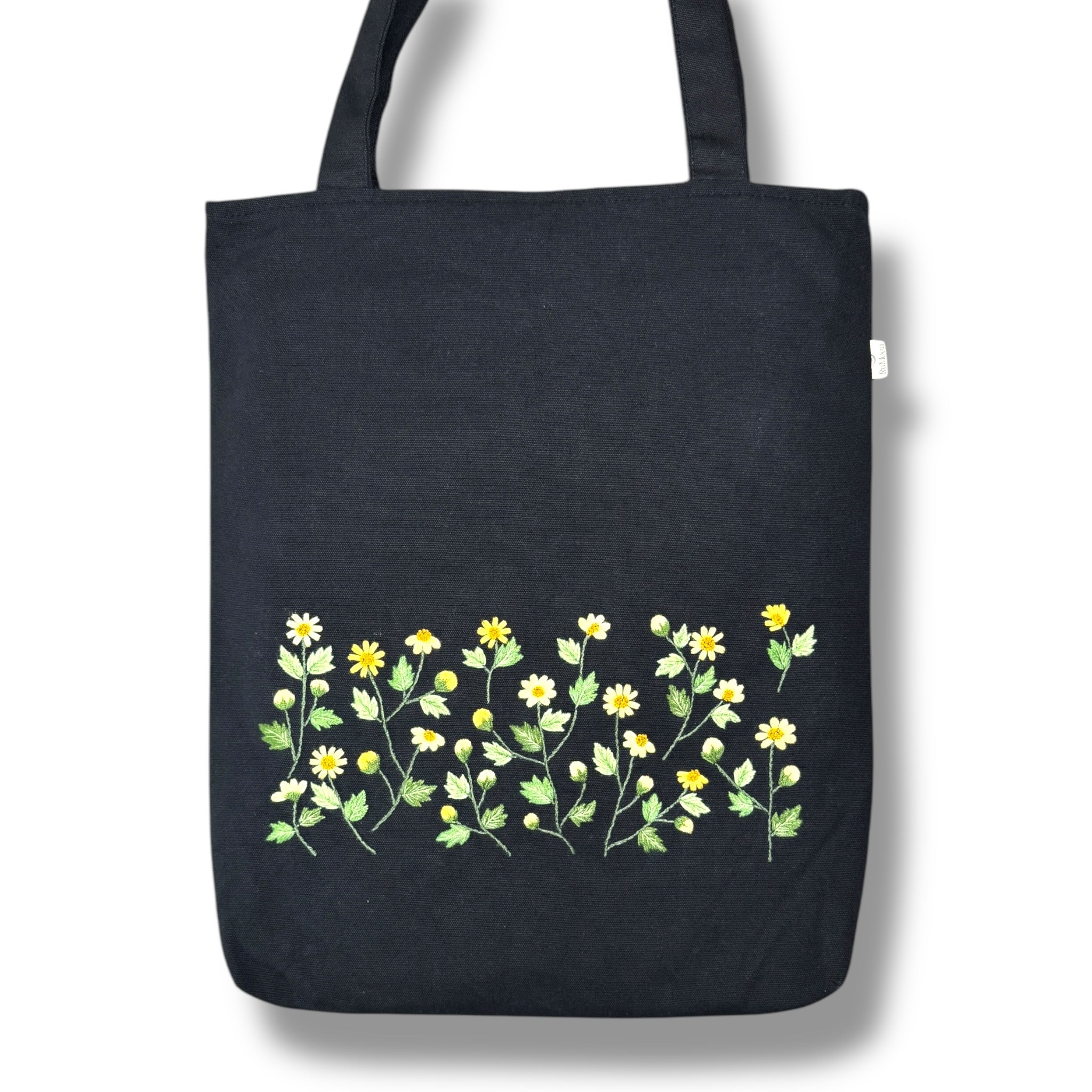 Yellow Daisy Embroidery Tote Bag