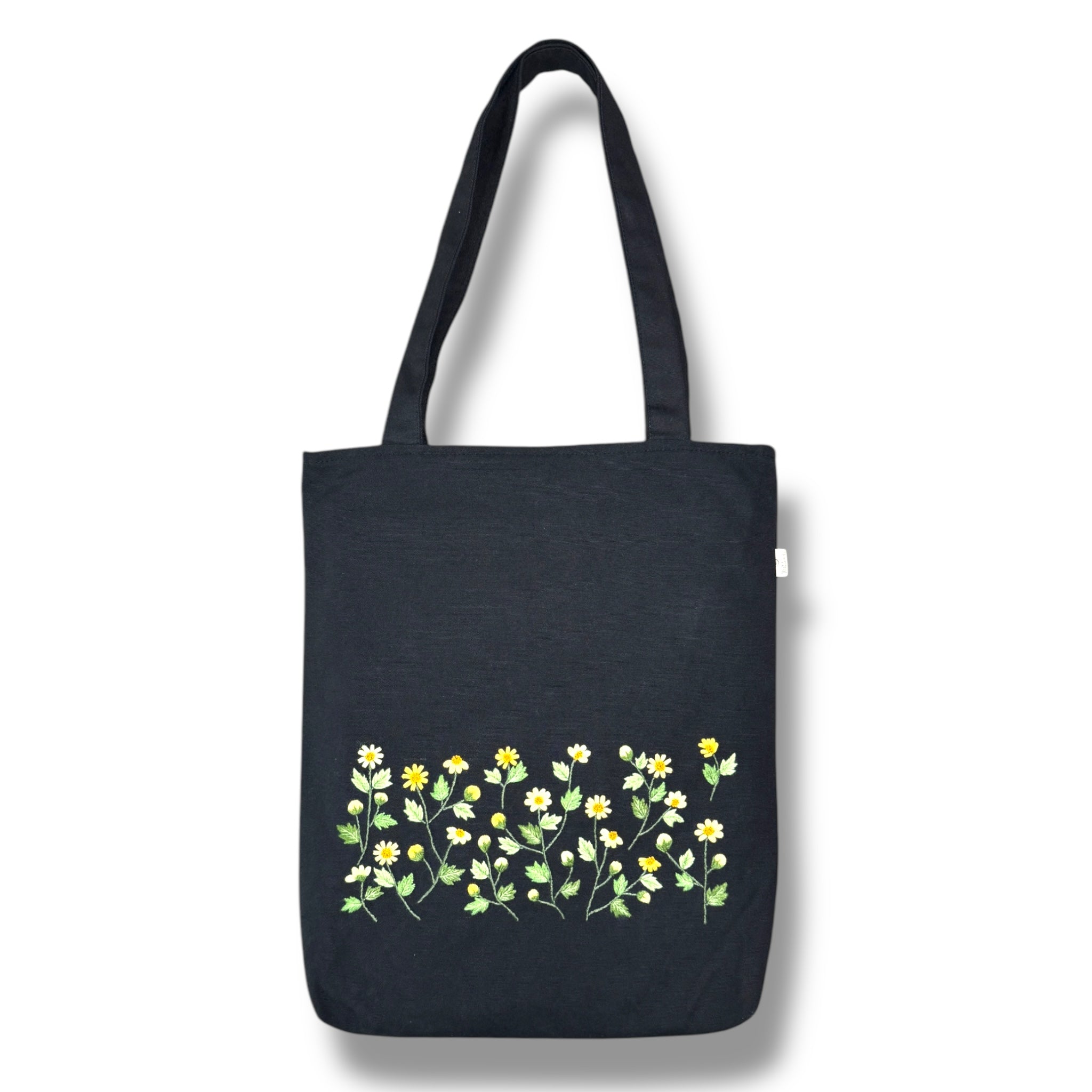 Yellow Daisy Embroidery Tote Bag