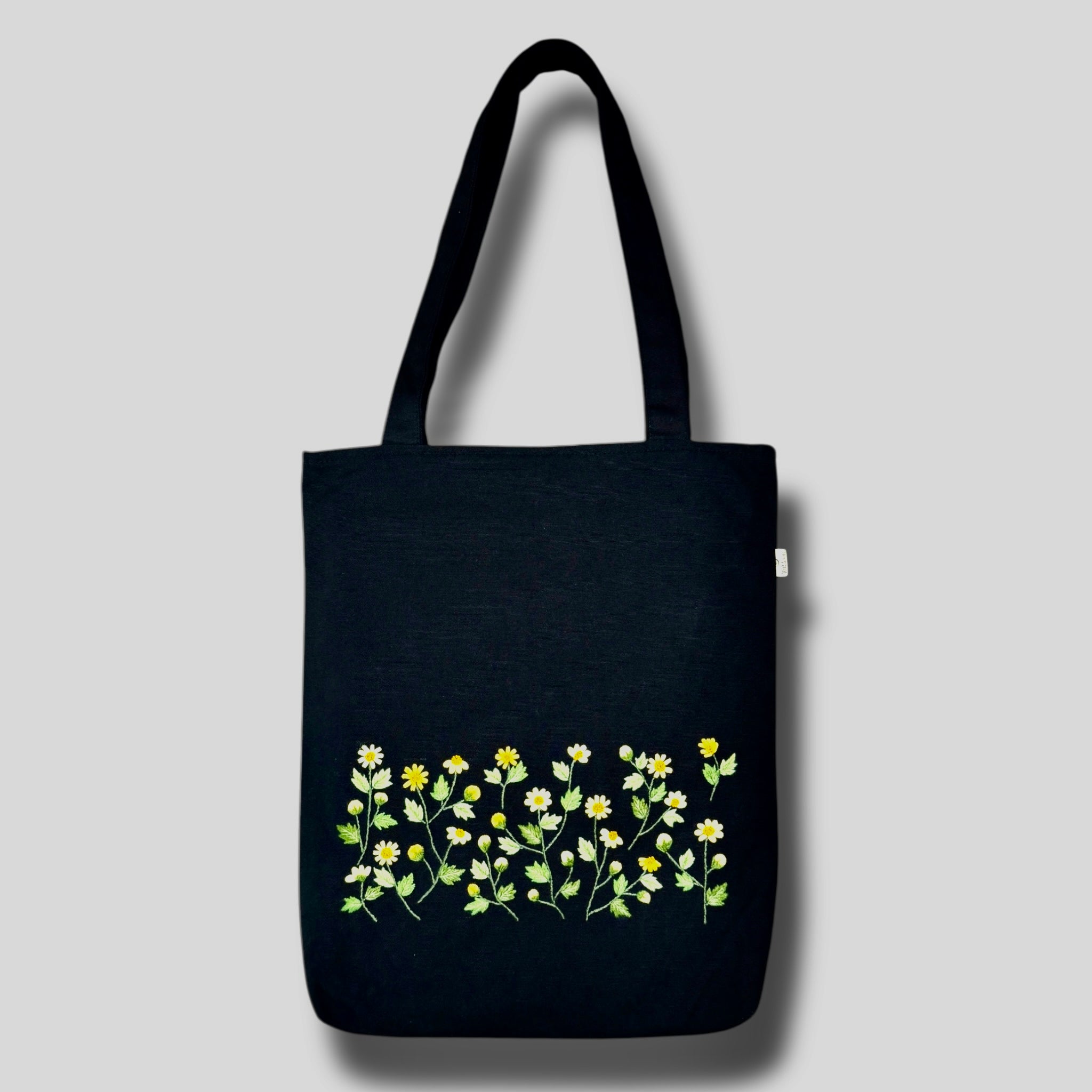 Yellow Daisy Embroidery Tote Bag