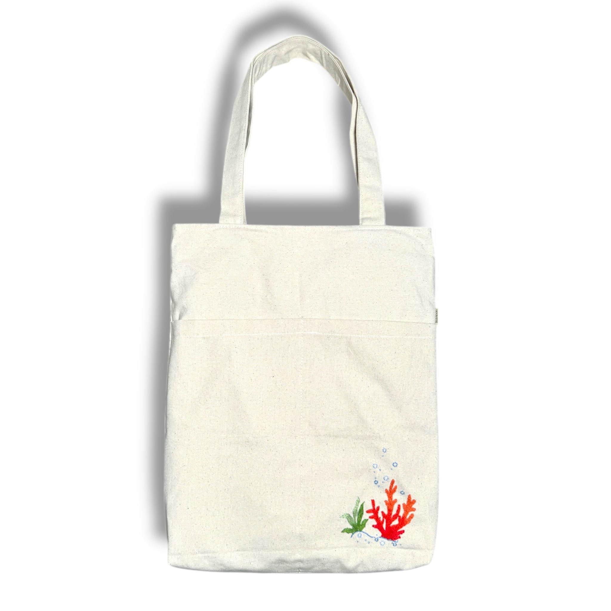 Coral Pocket Embroidery Tote Bag