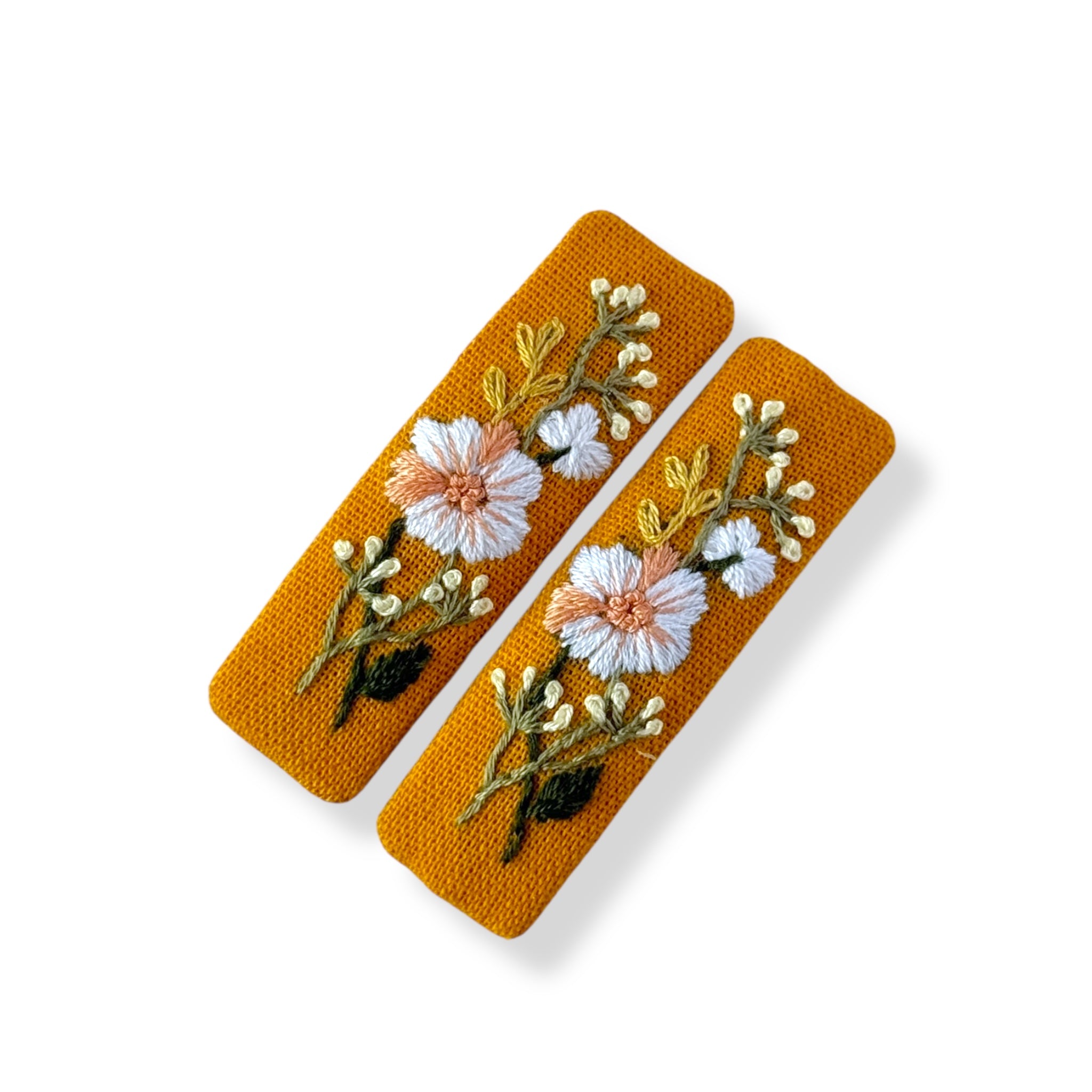 Yellow Hand Embroidery Hair Clips