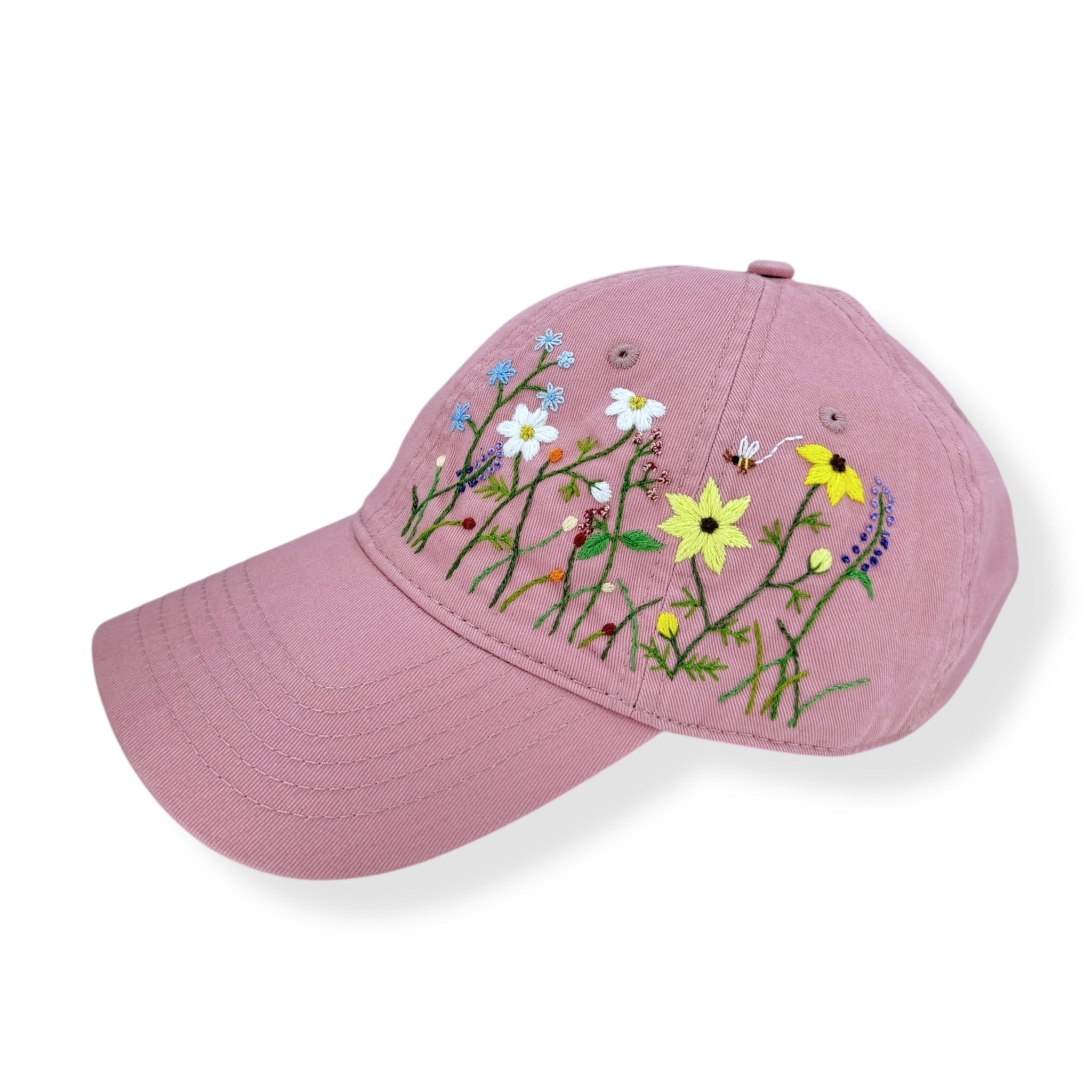 Dusty Pink Floral Embroidered Cap