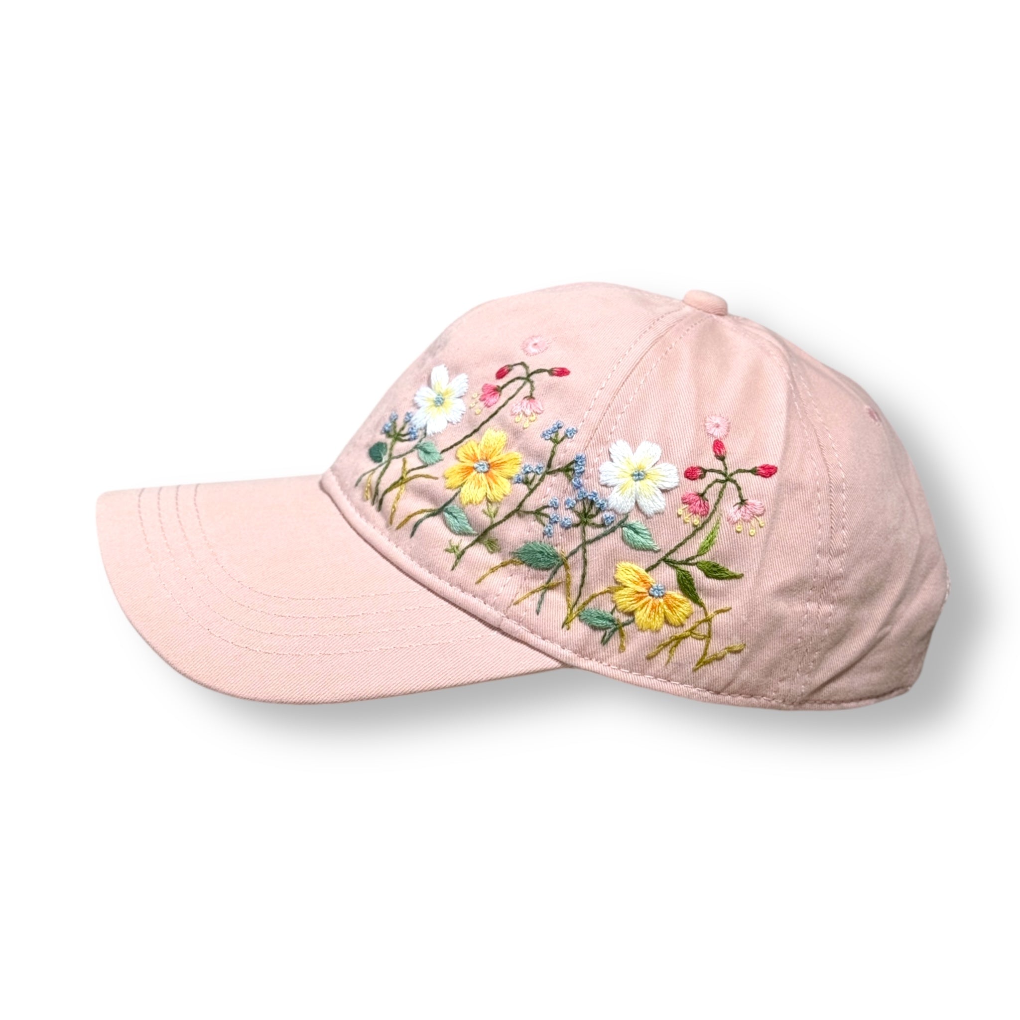 Light Pink Sweet Flowers Embroidered Cap