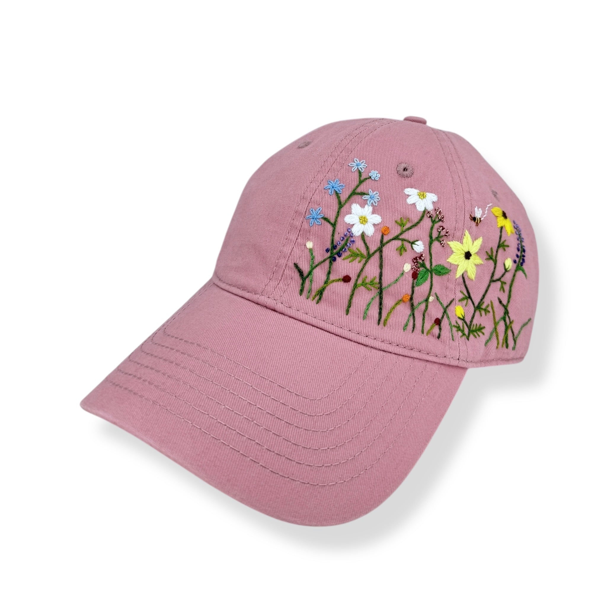 Dusty Pink Floral Embroidered Cap