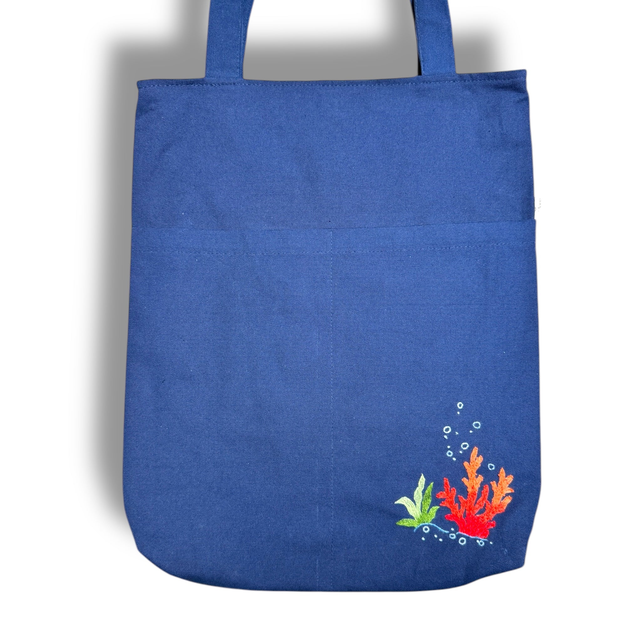 Coral Pocket Embroidery Tote Bag