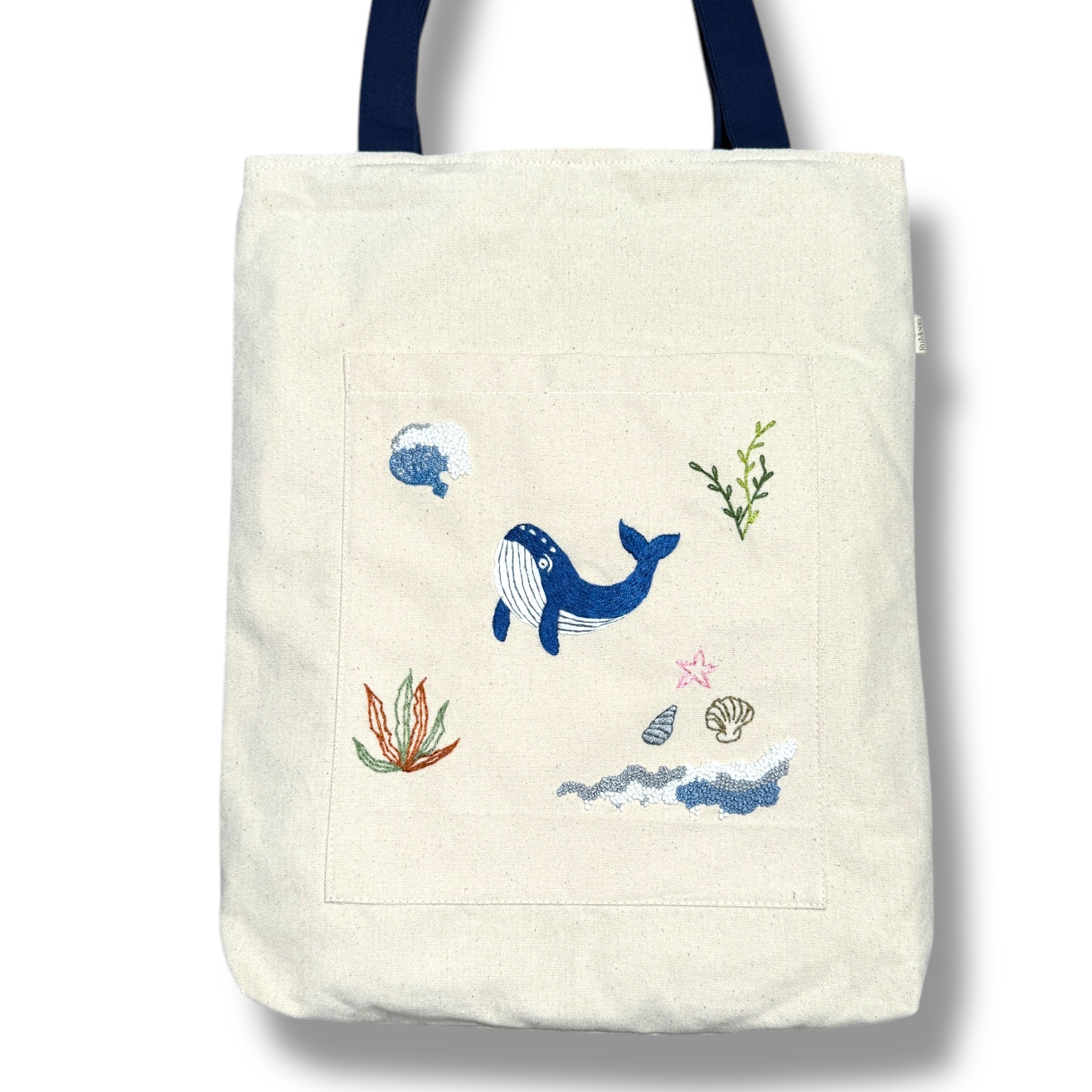 Whale Embroidery Tote Bag