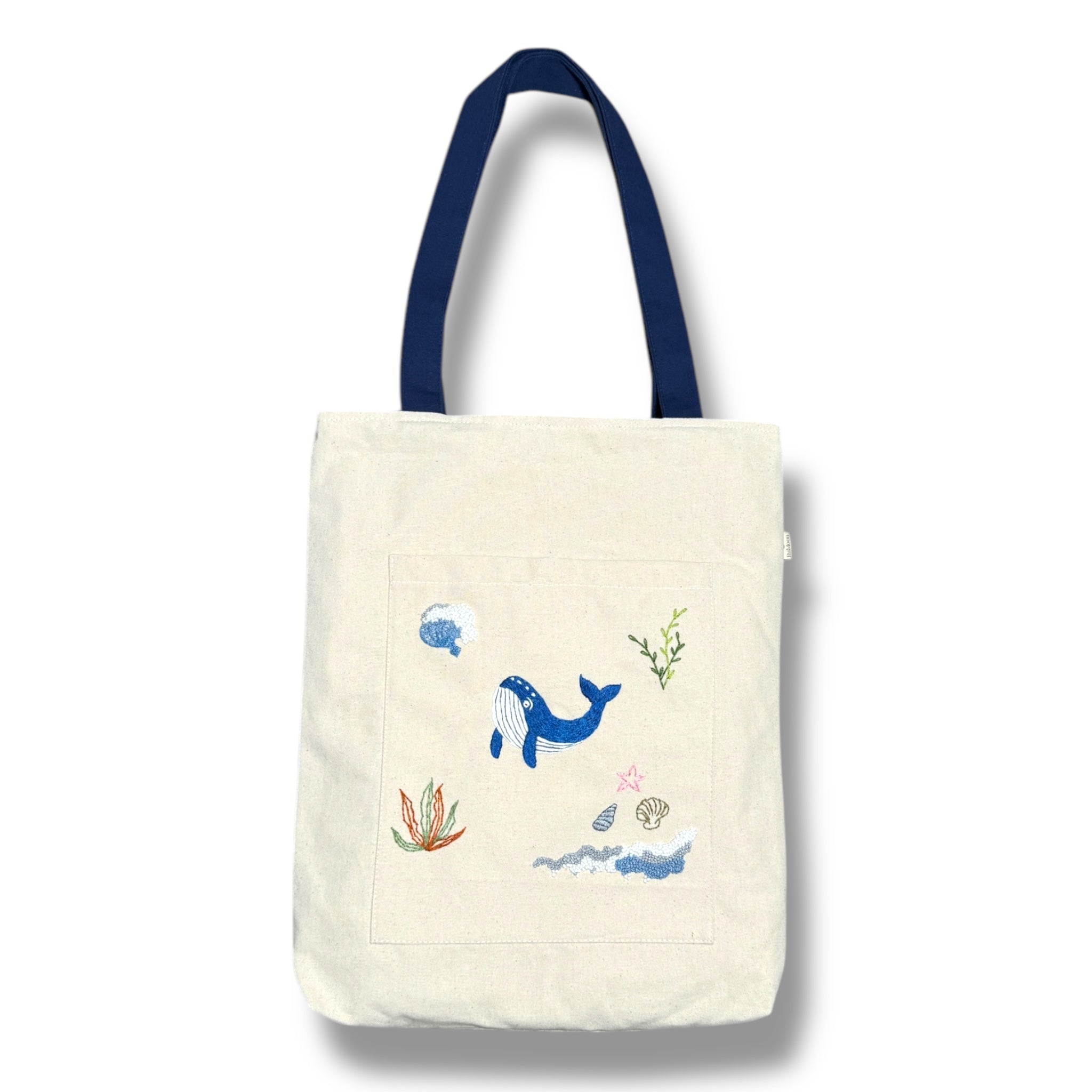 Whale Embroidery Tote Bag