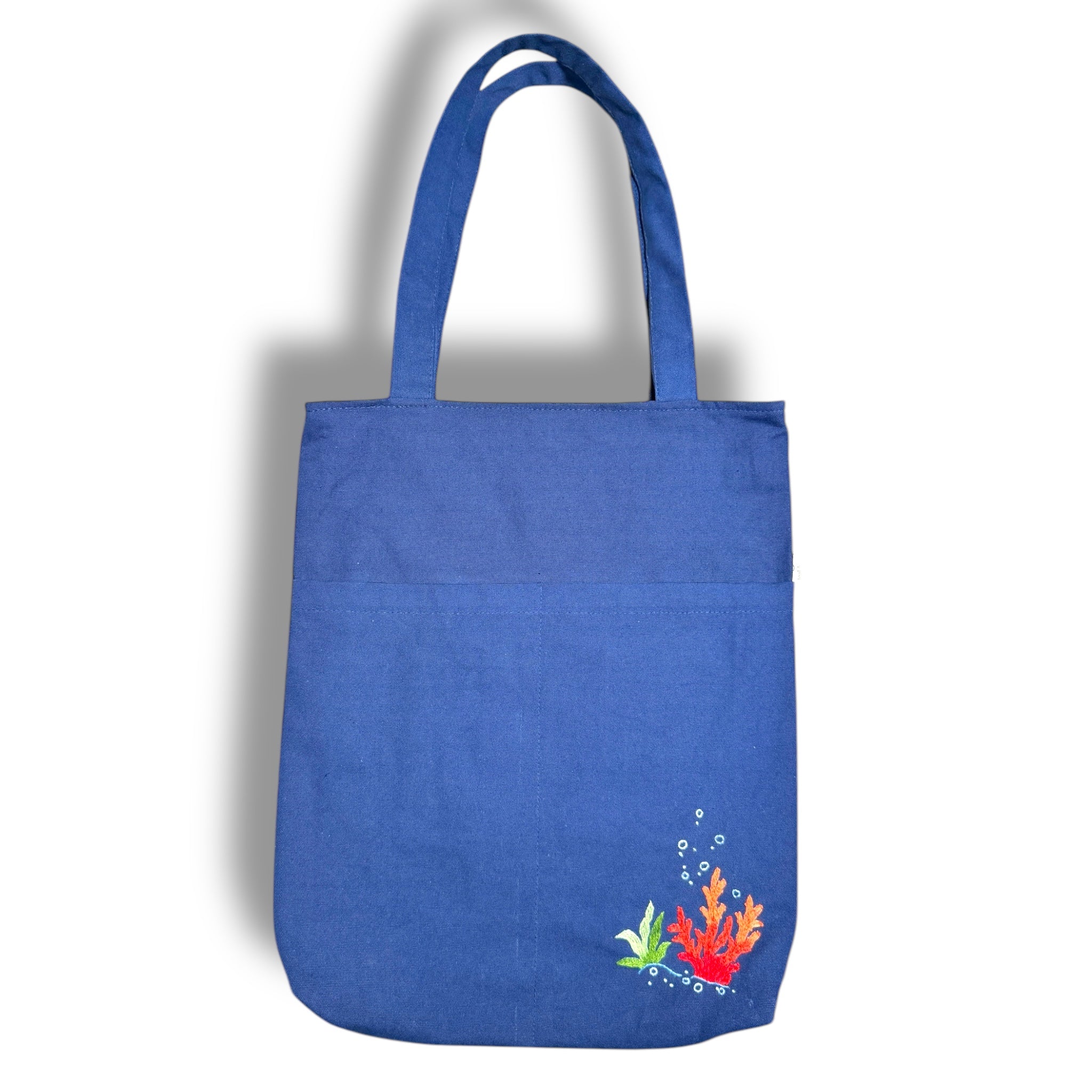 Coral Pocket Embroidery Tote Bag