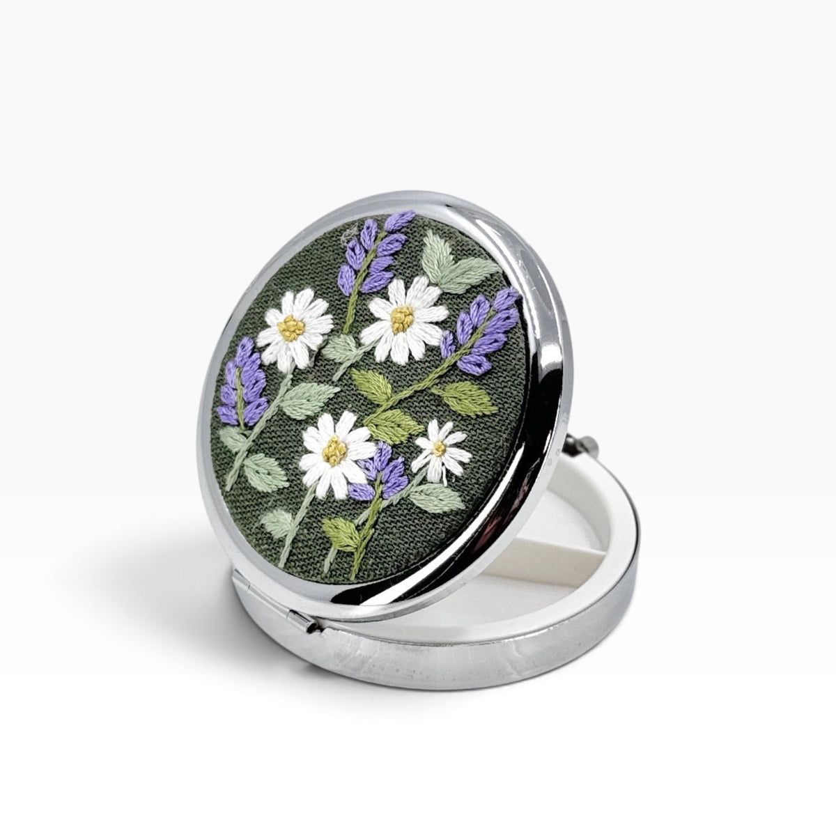 Lavender Garden Olive Green Compact Case Container