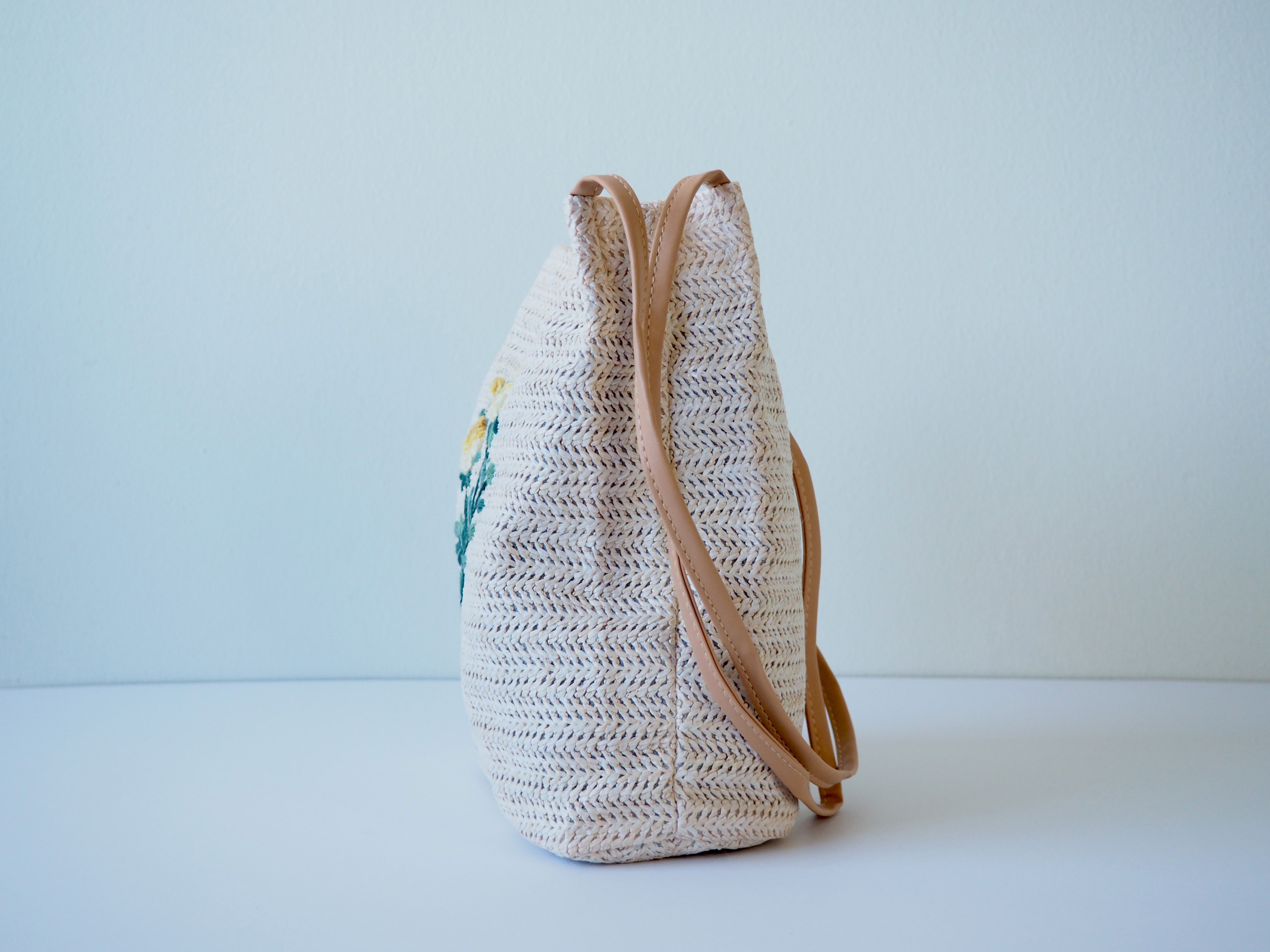 Embroidery Straw Tote Bag