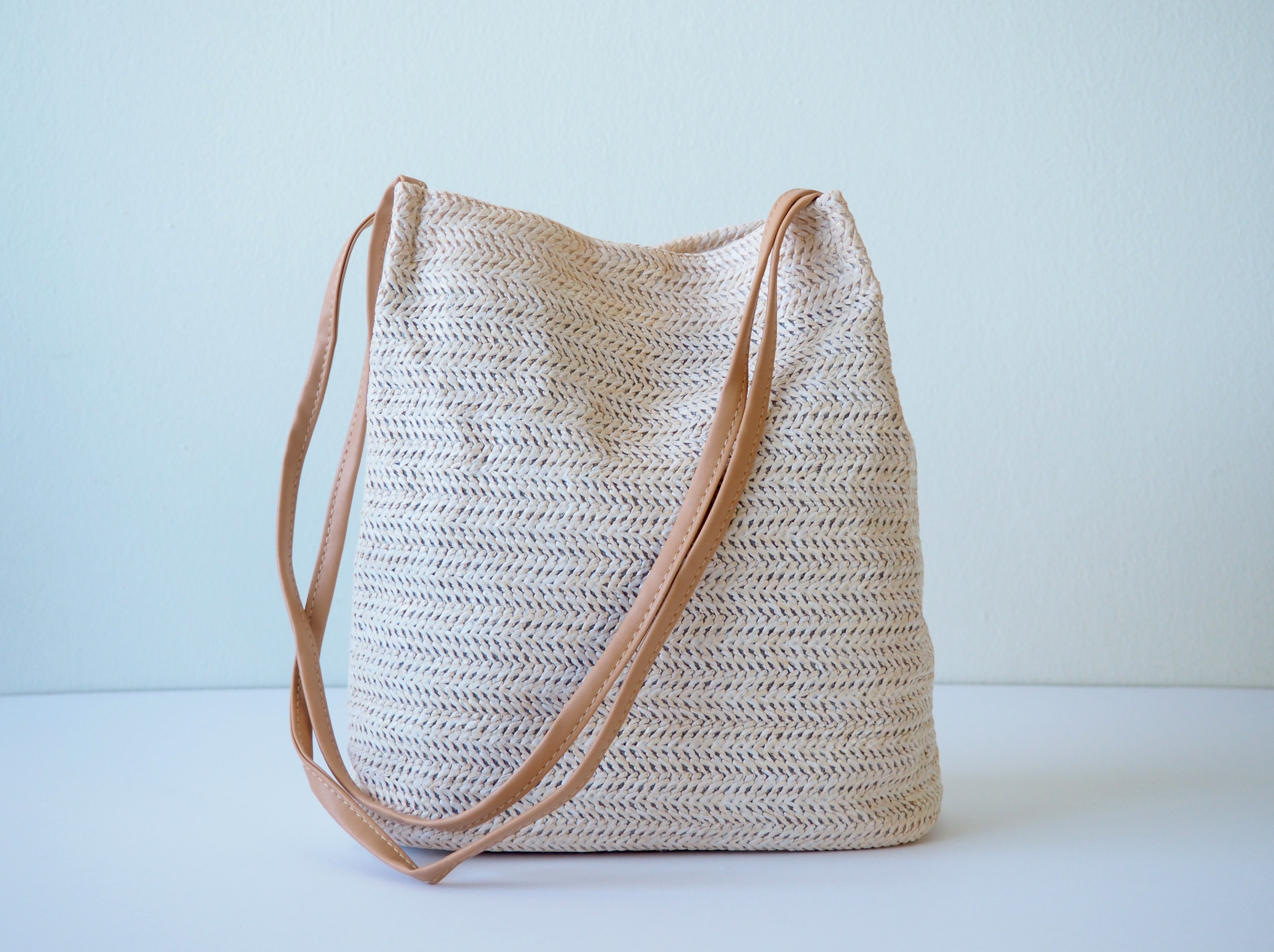 Embroidery Straw Tote Bag